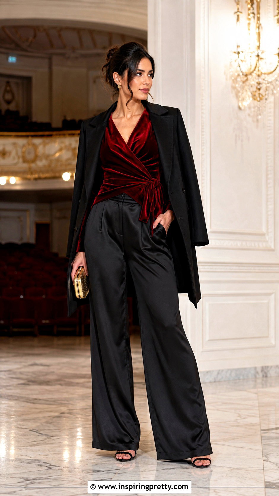 Red Velvet Top With Satin Pants - 50 top rojo outfits noche ideas