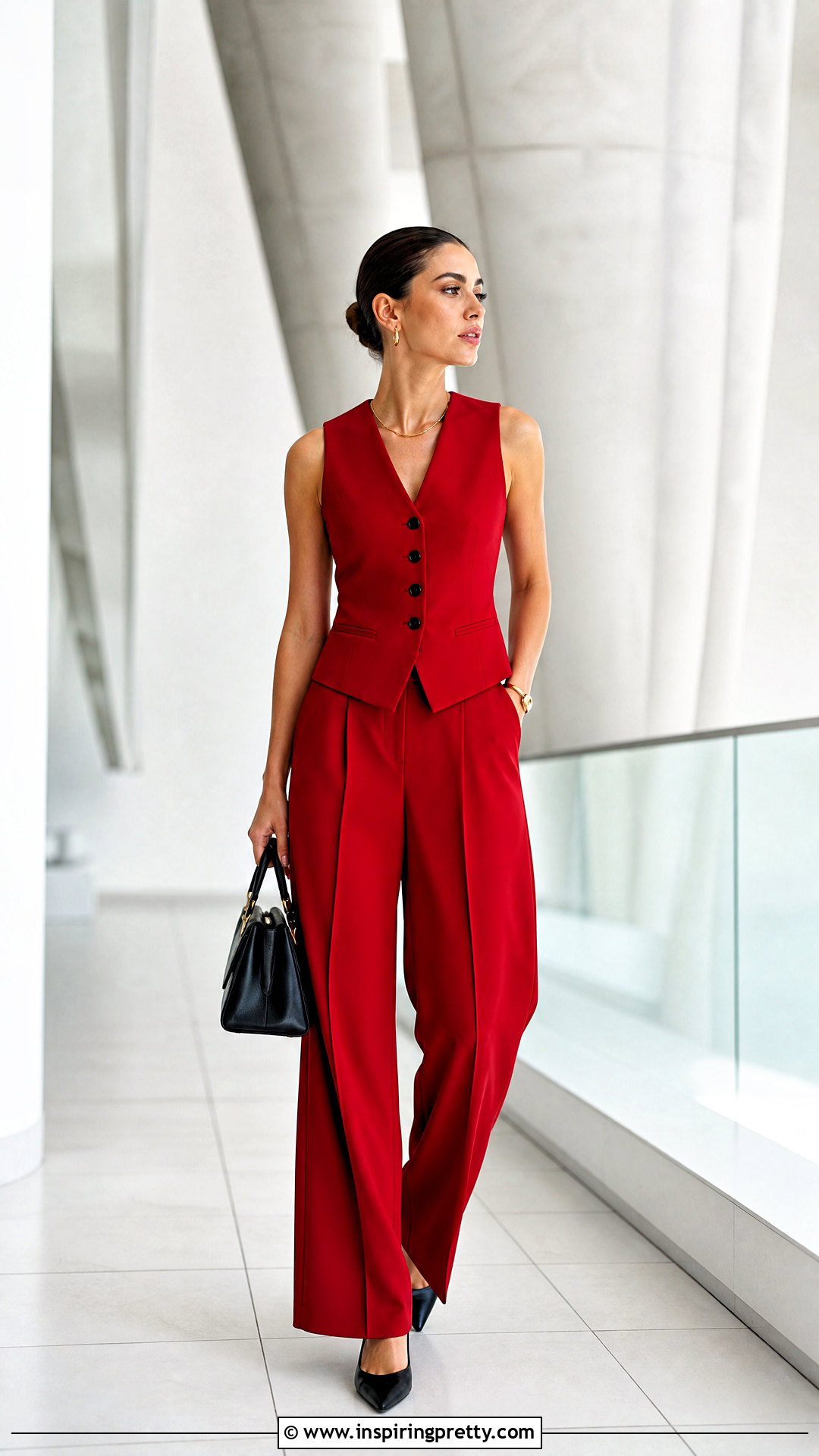 Red Vest Top With Matching Trousers - 50 red top outfit ideas