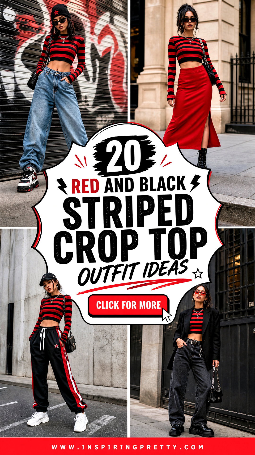 20 Red and Black Striped Crop Top Outfit Ideas for Edgy Style - 20 Red and Black Striped Crop Top Outfit Ideas for Edgy Style