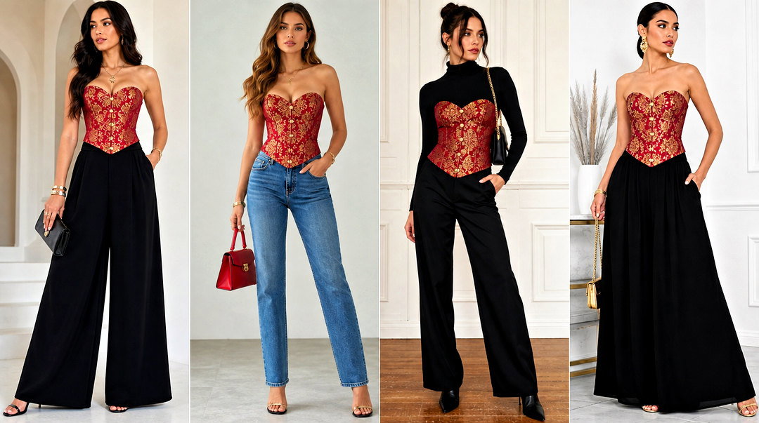 25 Red and Gold Corset Top Outfit Ideas for Glam Events