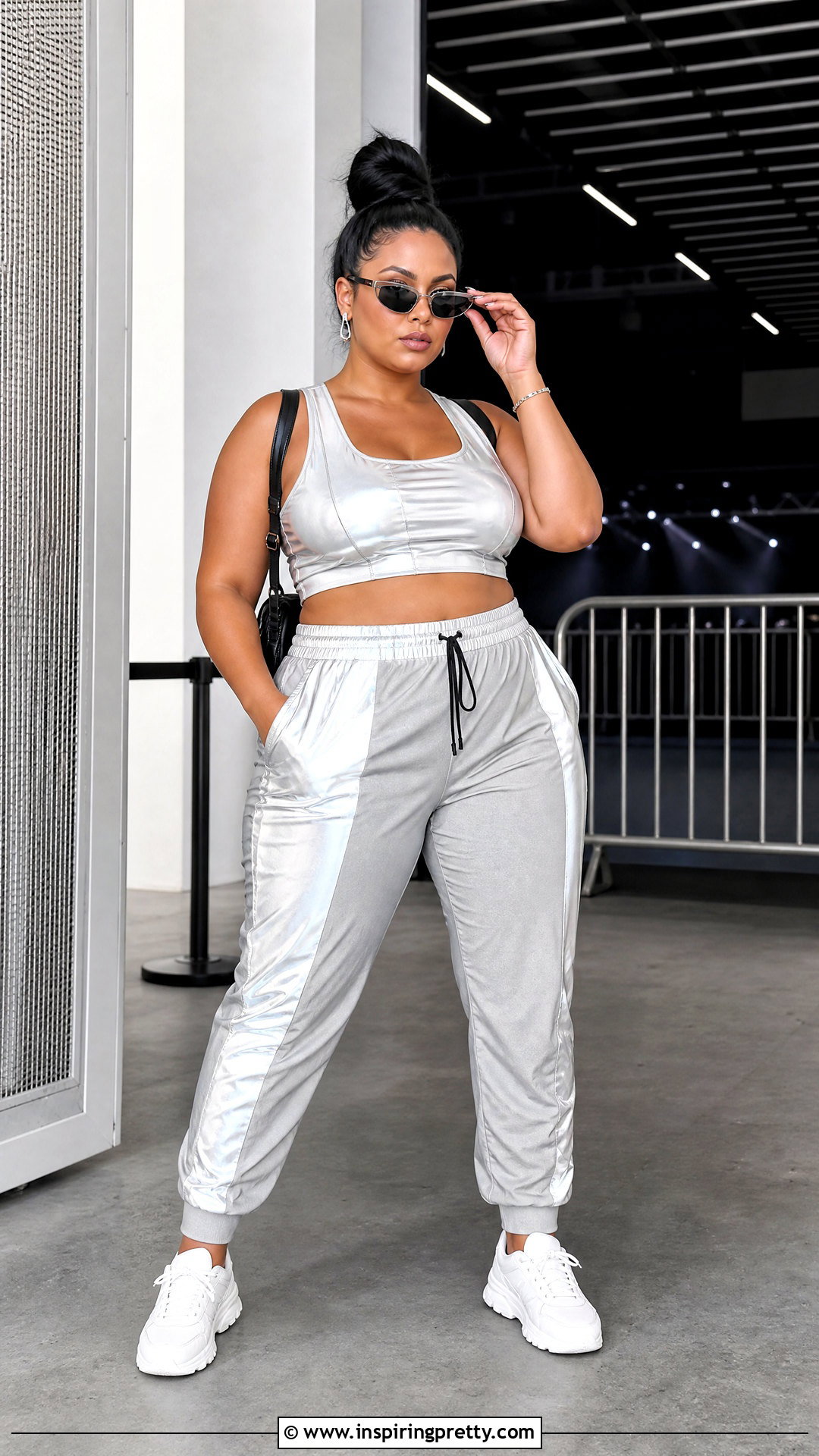 Reflective Crop Top With Matching Joggers - 20 Reflective Crop Top outfit ideas