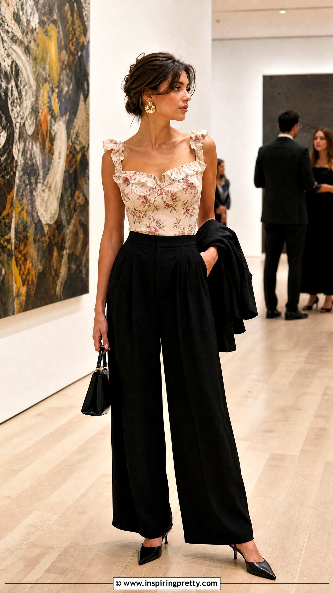 Reformation Ellora Top With Black Trousers - 20 Reformation Ellora Top outfit ideas
