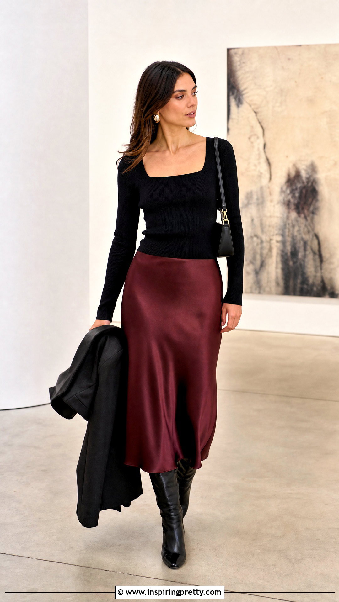 Reformation Ezlynn Knit Top With a Slip Skirt and Boots - 20 Reformation Ezlynn Knit Top outfit ideas