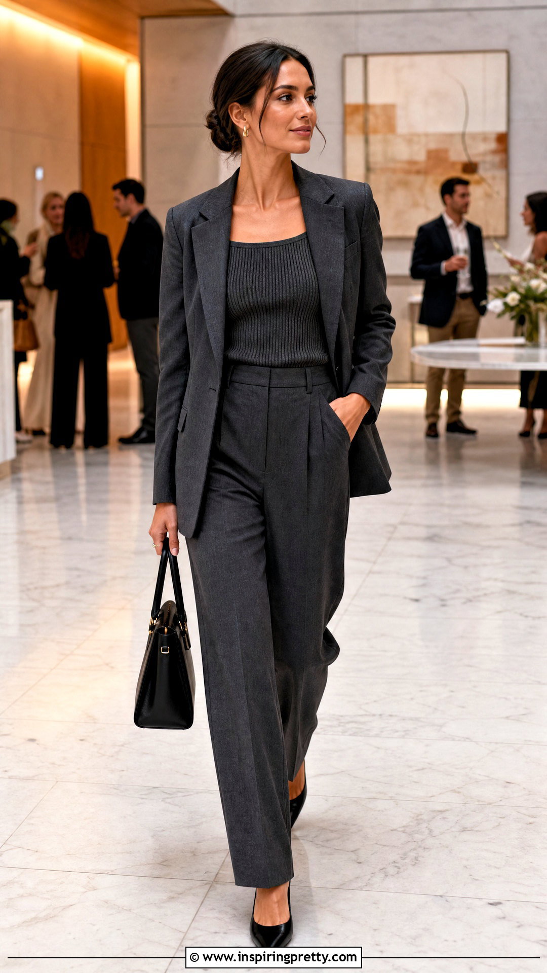 Reformation Ezlynn Knit Top With a Suit - 20 Reformation Ezlynn Knit Top outfit ideas
