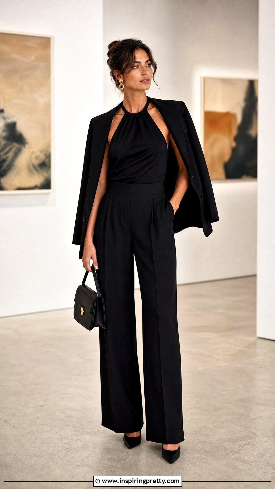 Reformation Halter Top With Black Tailored Pants - 25 reformation halter top outfit ideas