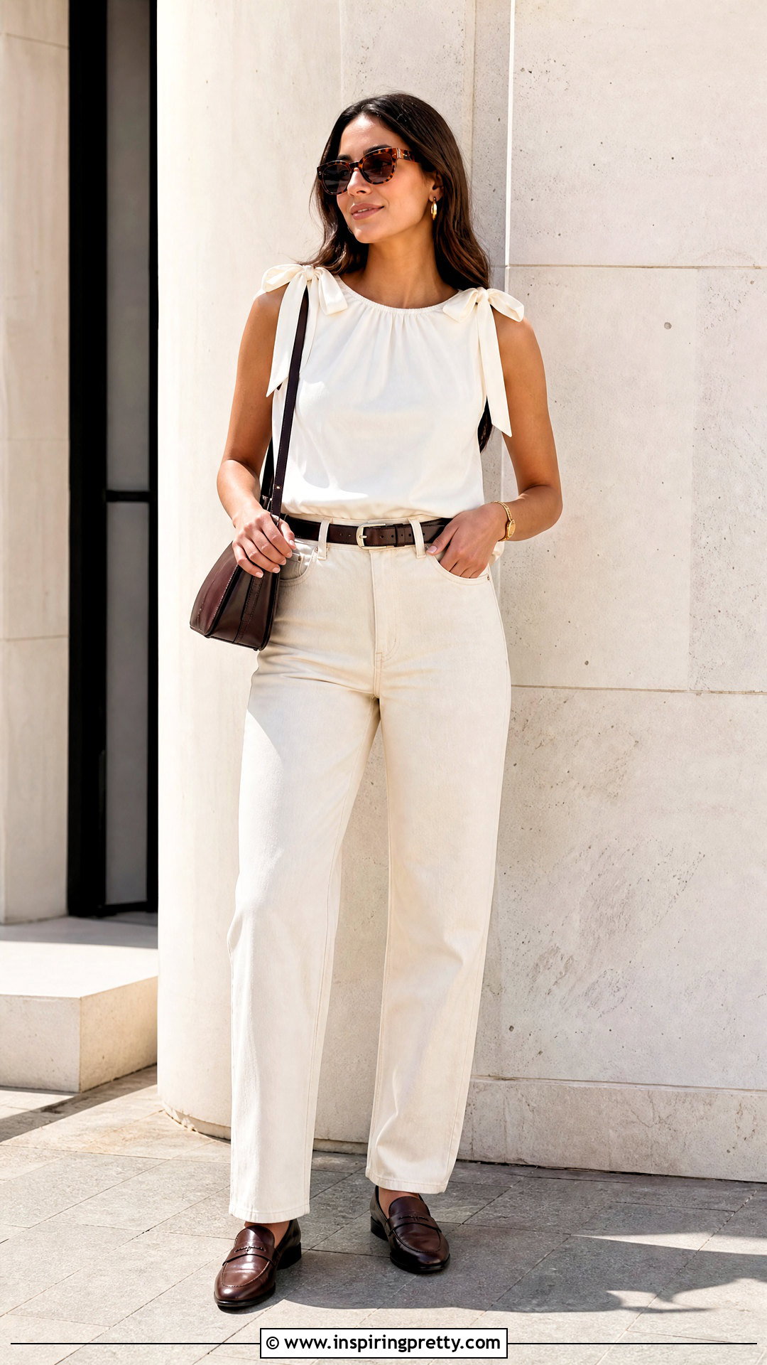 Reformation Inara Top With Cream Jeans - 20 Reformation Inara Top outfit ideas