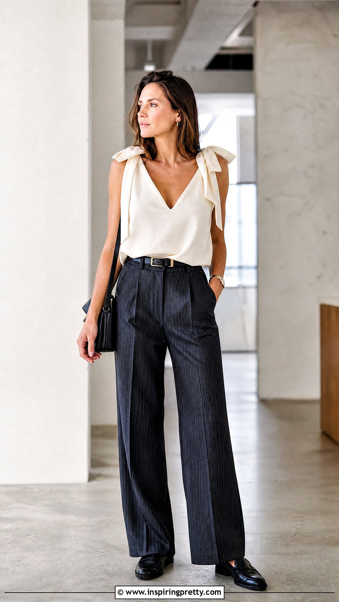 Reformation Inara Top With Pinstripe Trousers - 20 Reformation Inara Top outfit ideas