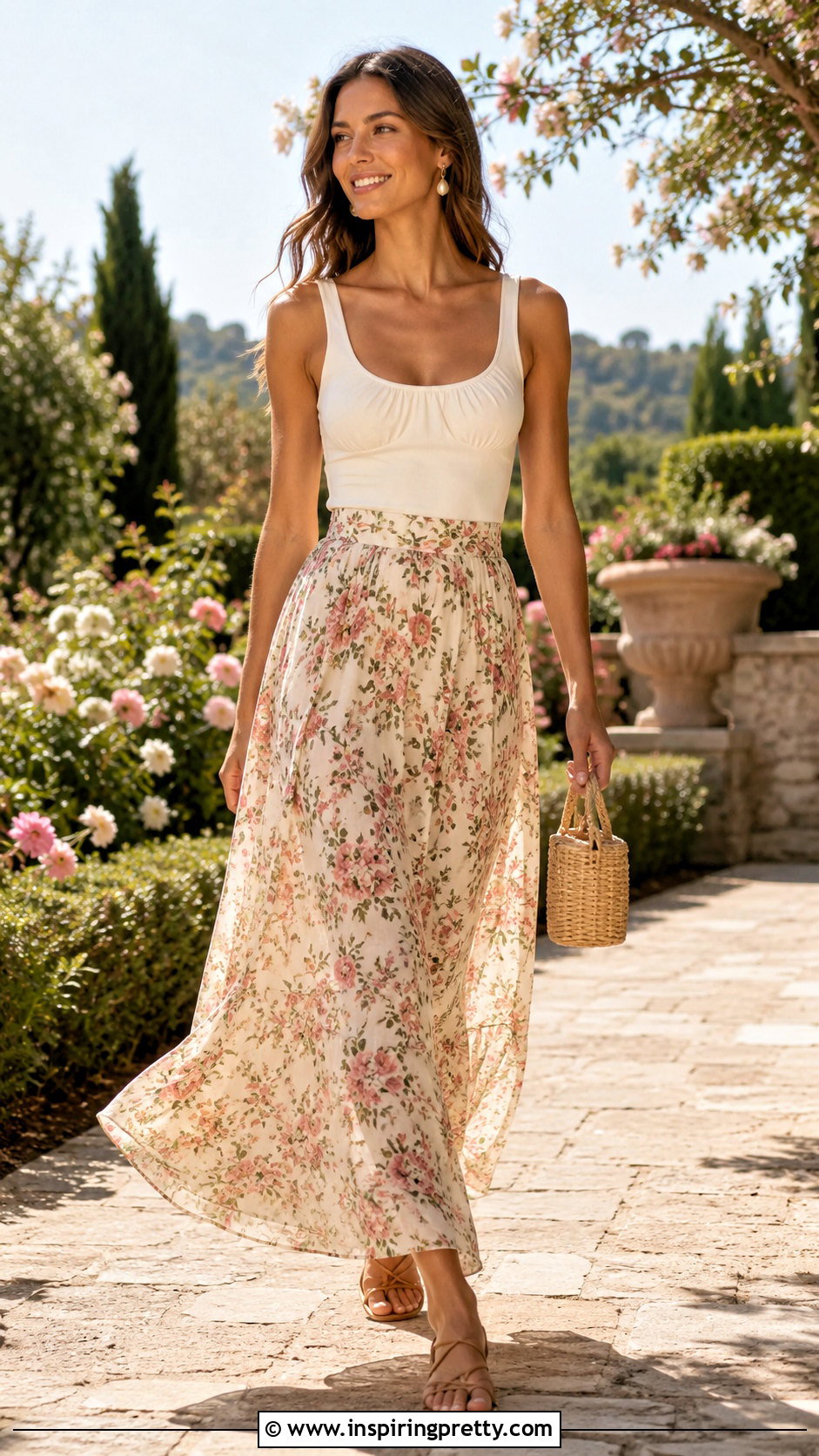 Reformation Liza Top With Floral Maxi Skirt - 20 reformation liza top outfit ideas