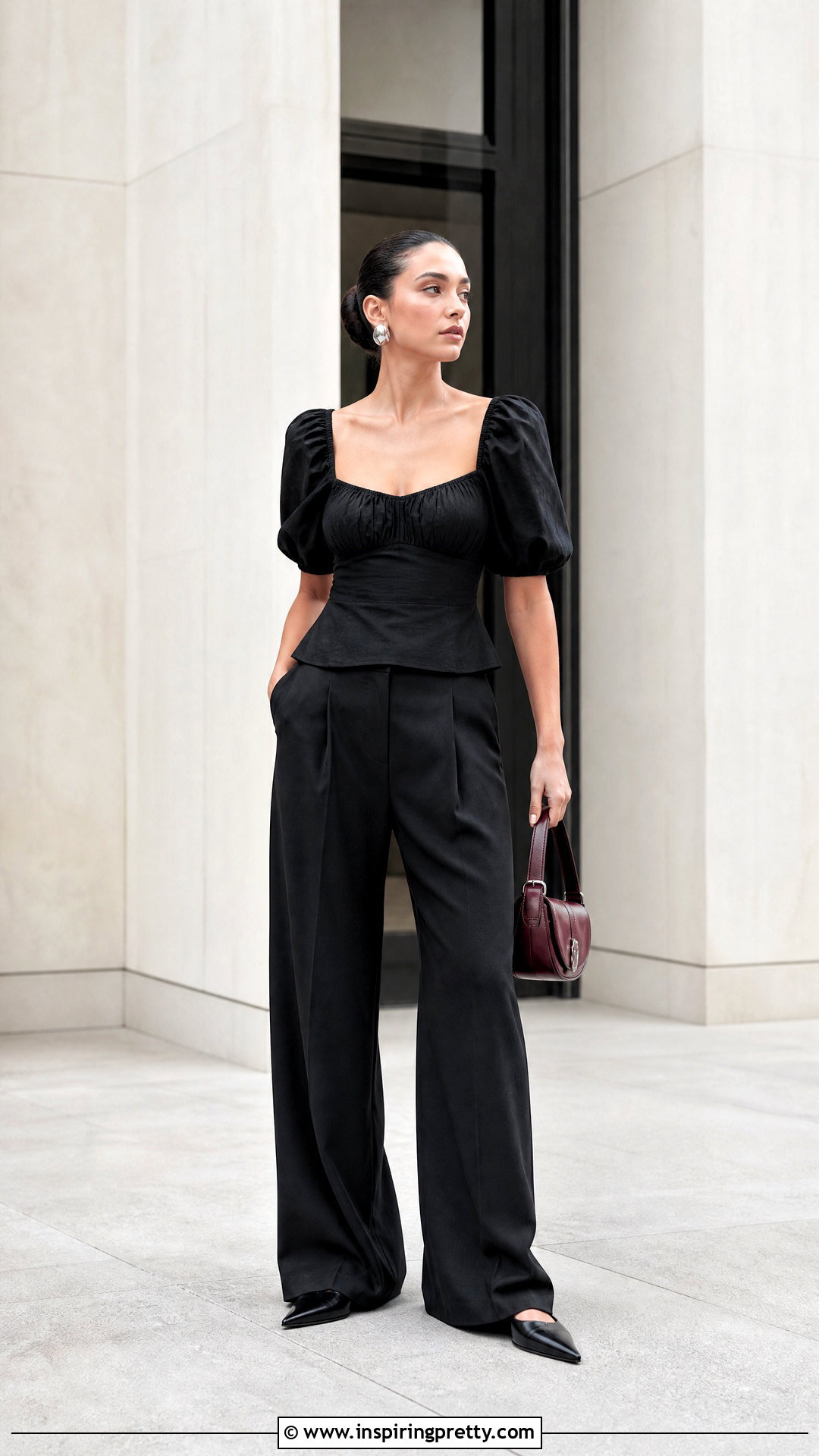 Reformation Marlena Top With Tailored Black Trousers - 20 Reformation Marlena Top outfit ideas