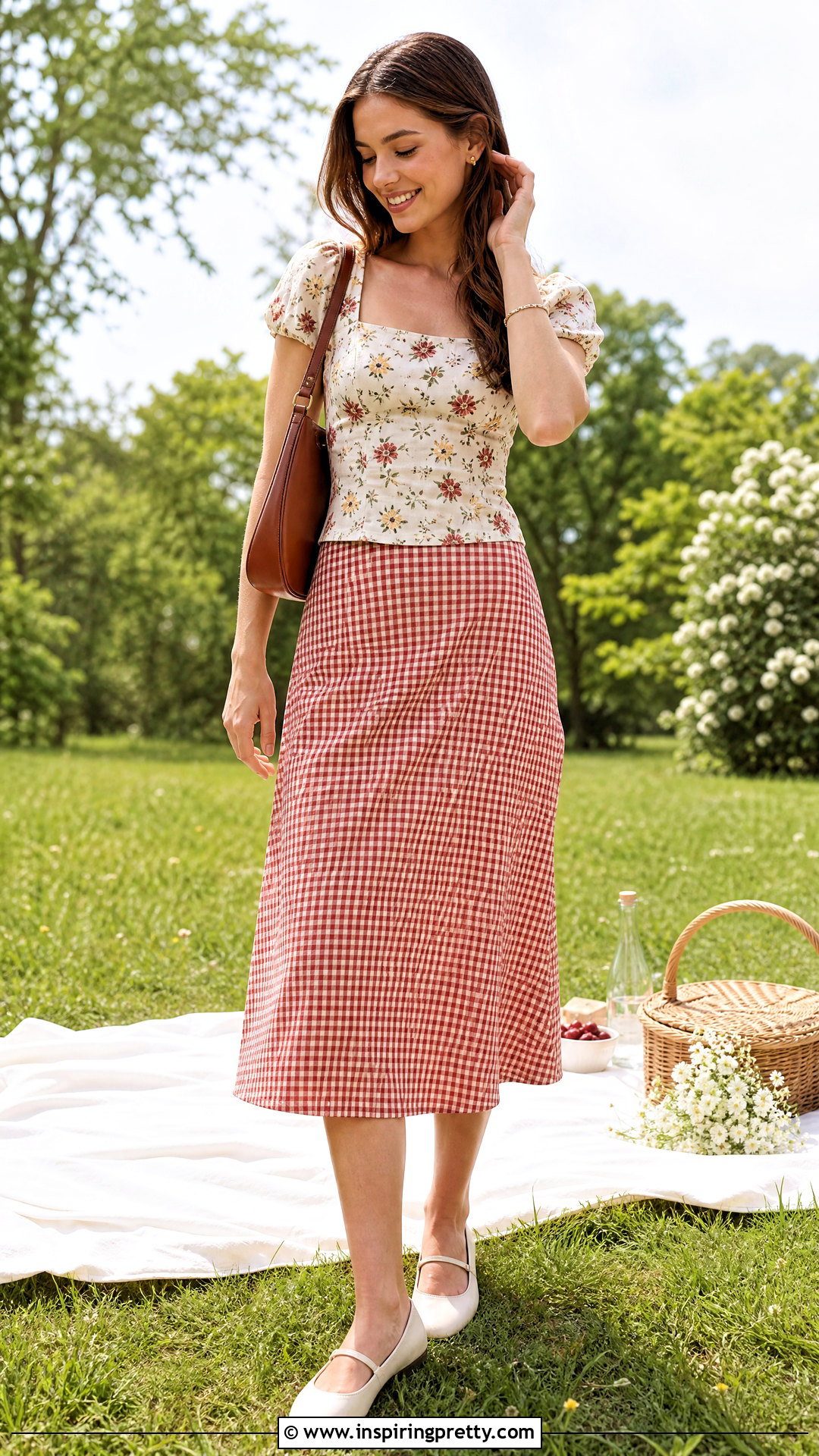 Reformation Palermo Top With Gingham Midi Skirt - 20 Reformation Palermo Top outfit ideas