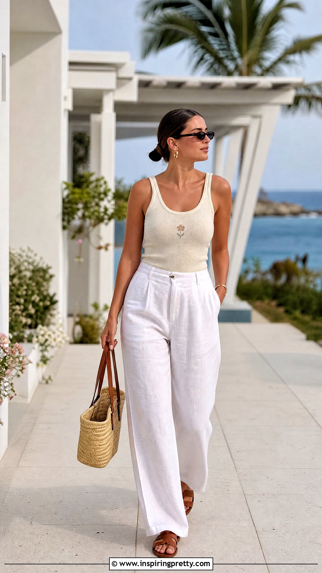 Reformation Rose Knit Top With White Linen Pants - 25 reformation rose knit top outfit ideas