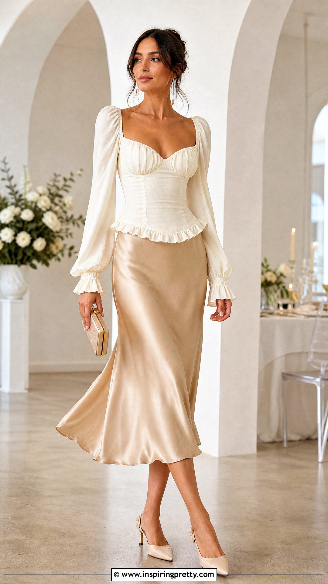 Reformation Roxana Top With Satin Midi Skirt - 20 reformation roxana top outfit ideas