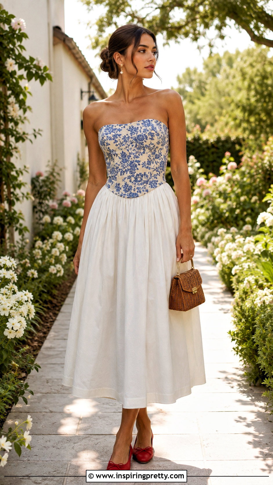 Reformation Strapless Top With A Line Midi Skirt - 20 reformation strapless top outfit ideas