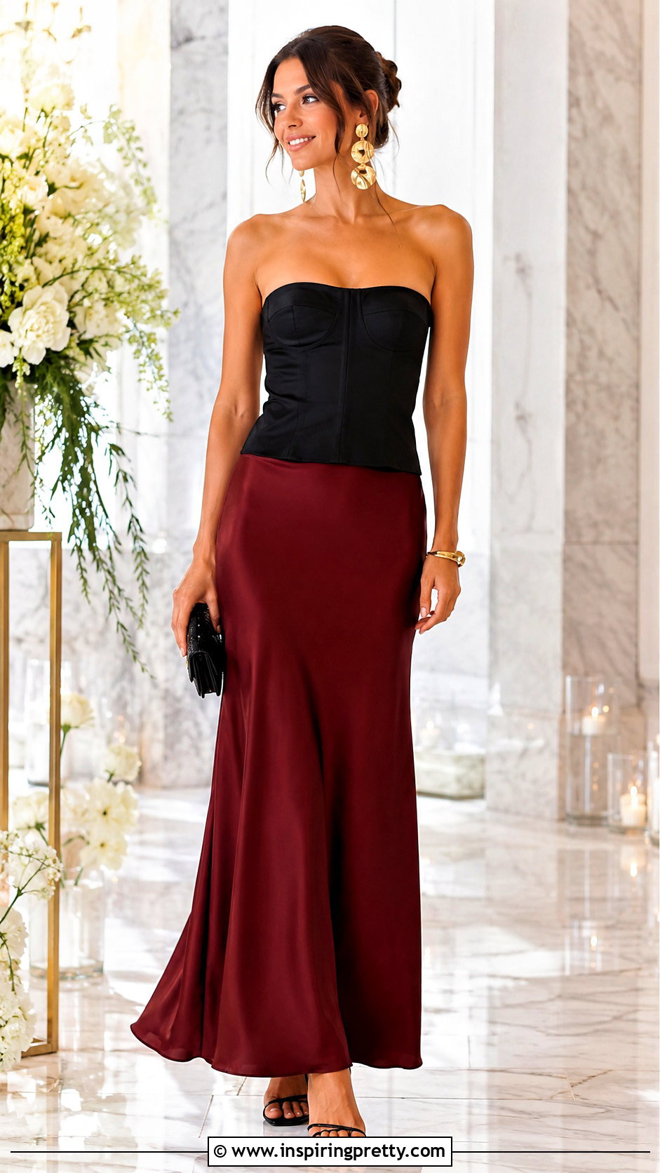 Reformation Strapless Top With Silk Maxi Skirt - 20 reformation strapless top outfit ideas