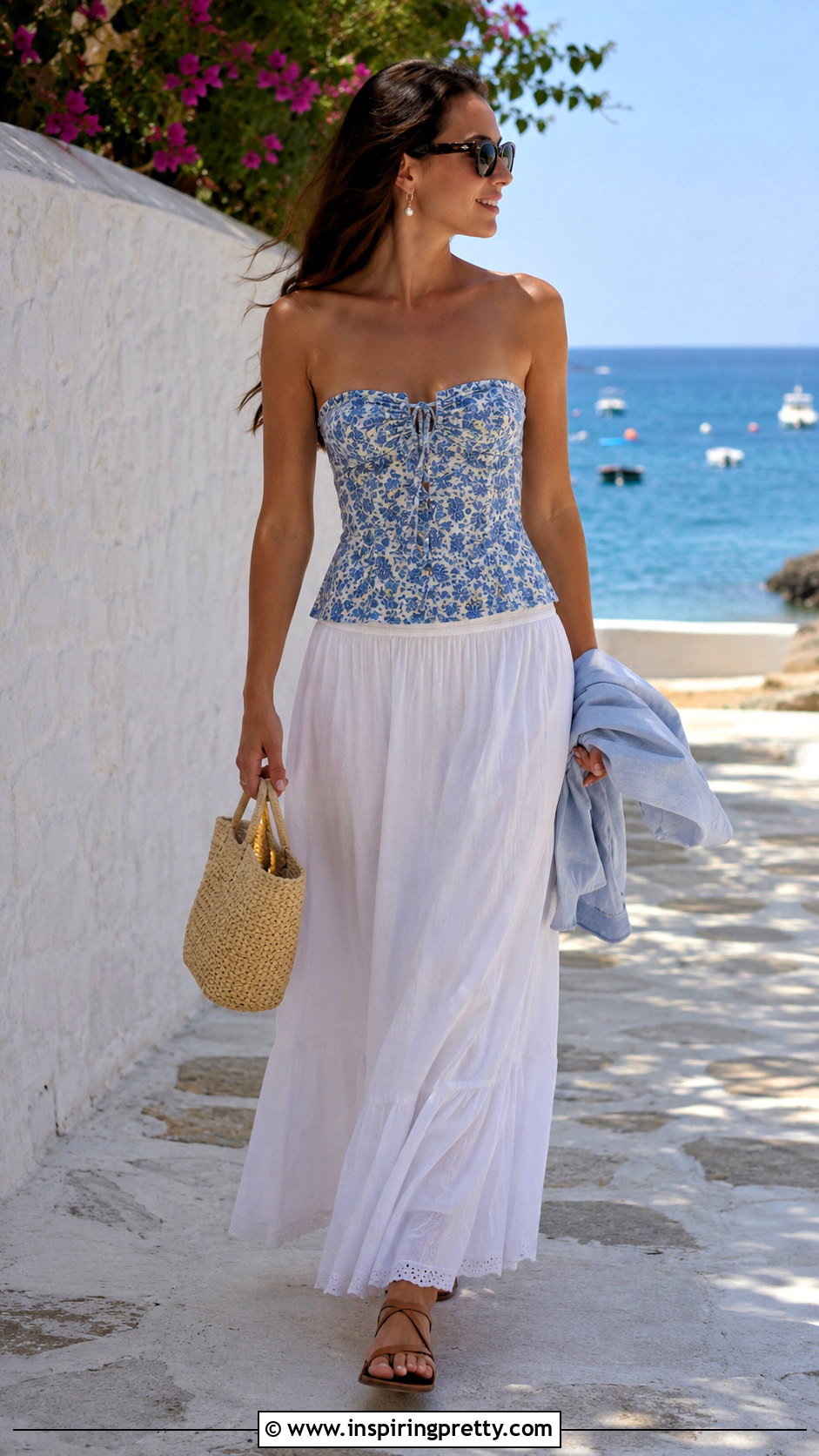Reformation Strapless Top With White Maxi Skirt - 20 reformation strapless top outfit ideas