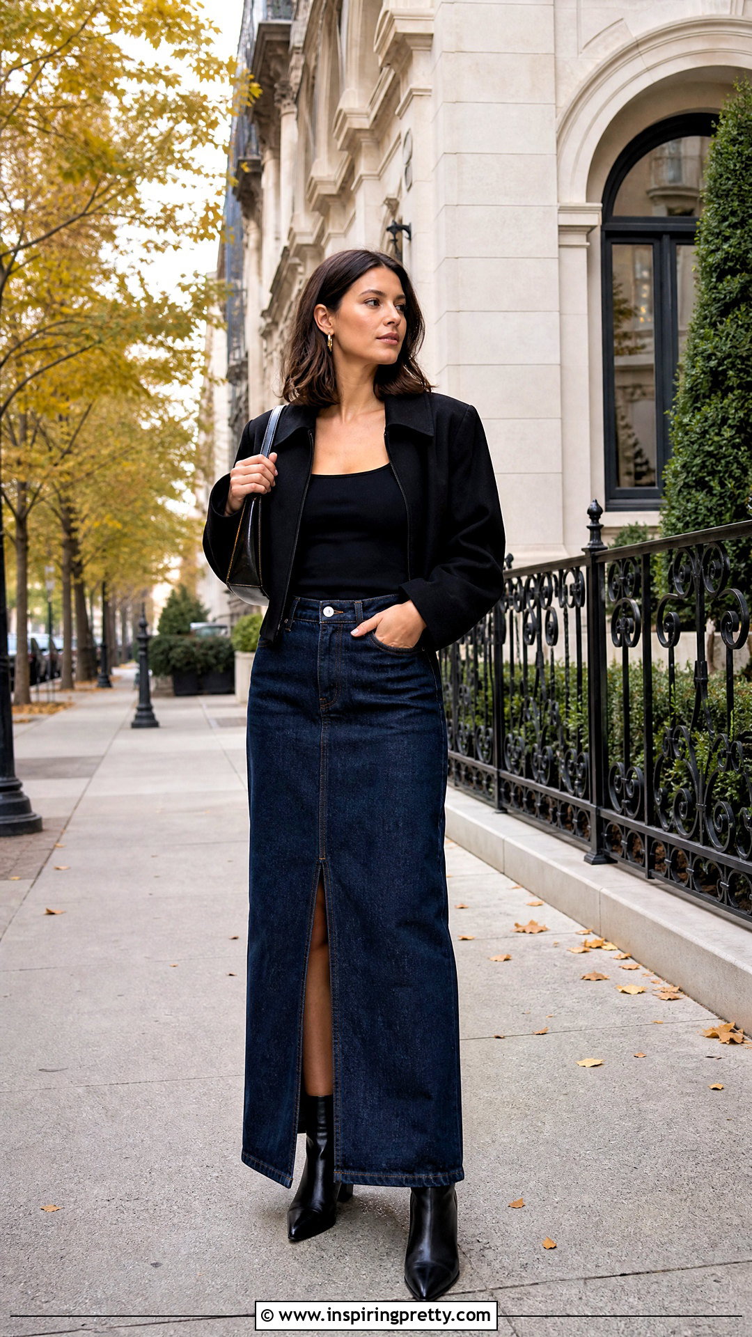 Reformation Tate Top With a Denim Maxi Skirt - 20 Reformation Tate Top outfit ideas
