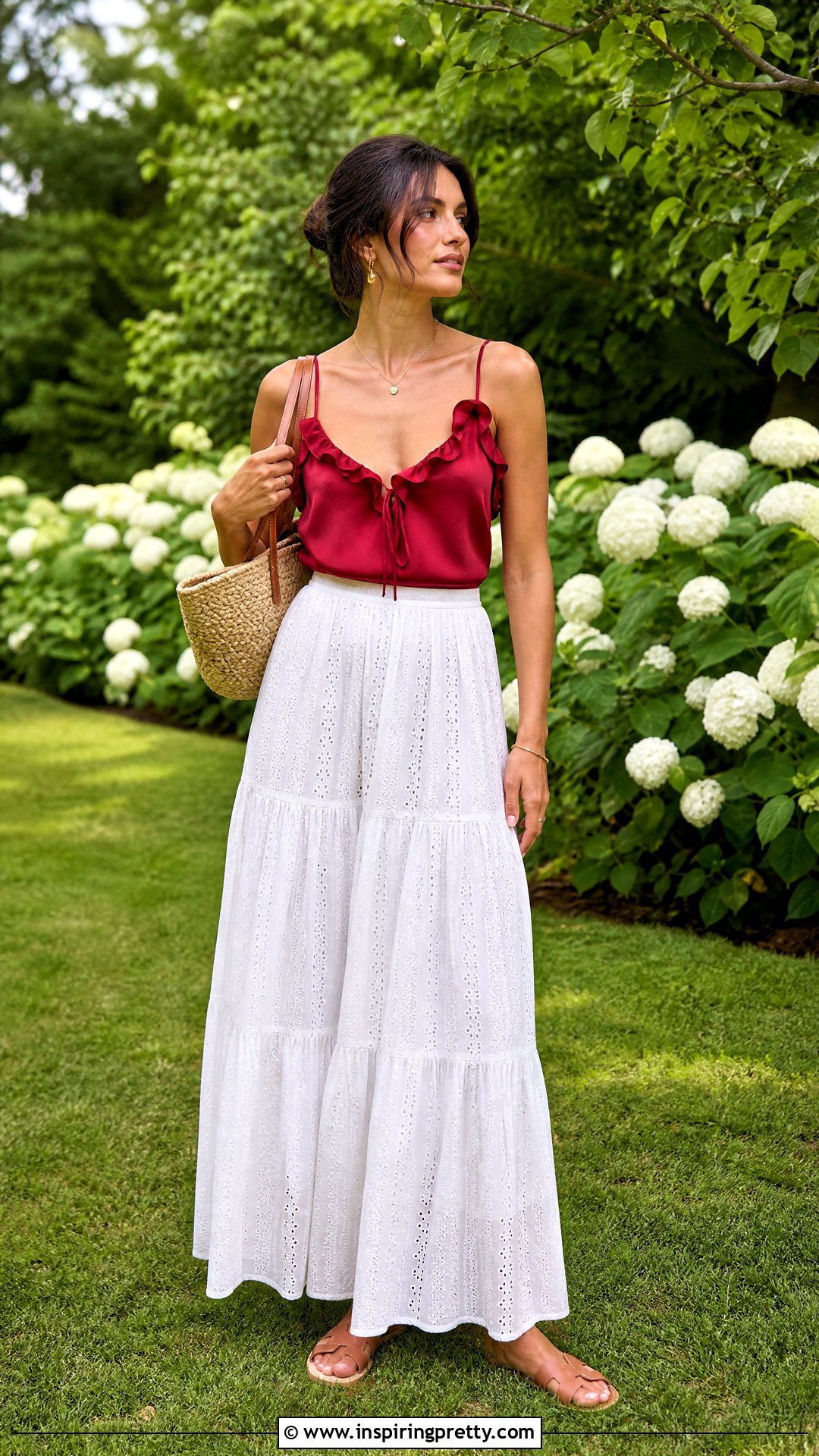 Reformation Viviana Top With a White Maxi Skirt - 20 reformation viviana top outfit ideas