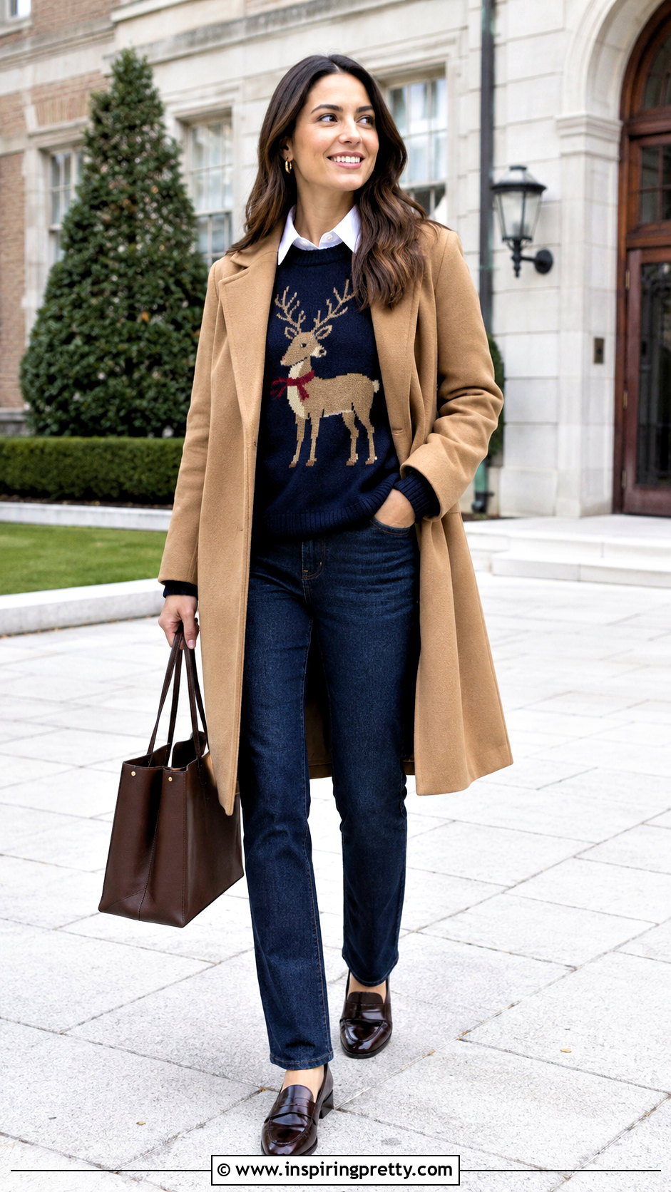 Reindeer Top Layered Over A Shirt - 25 reindeer top outfit ideas