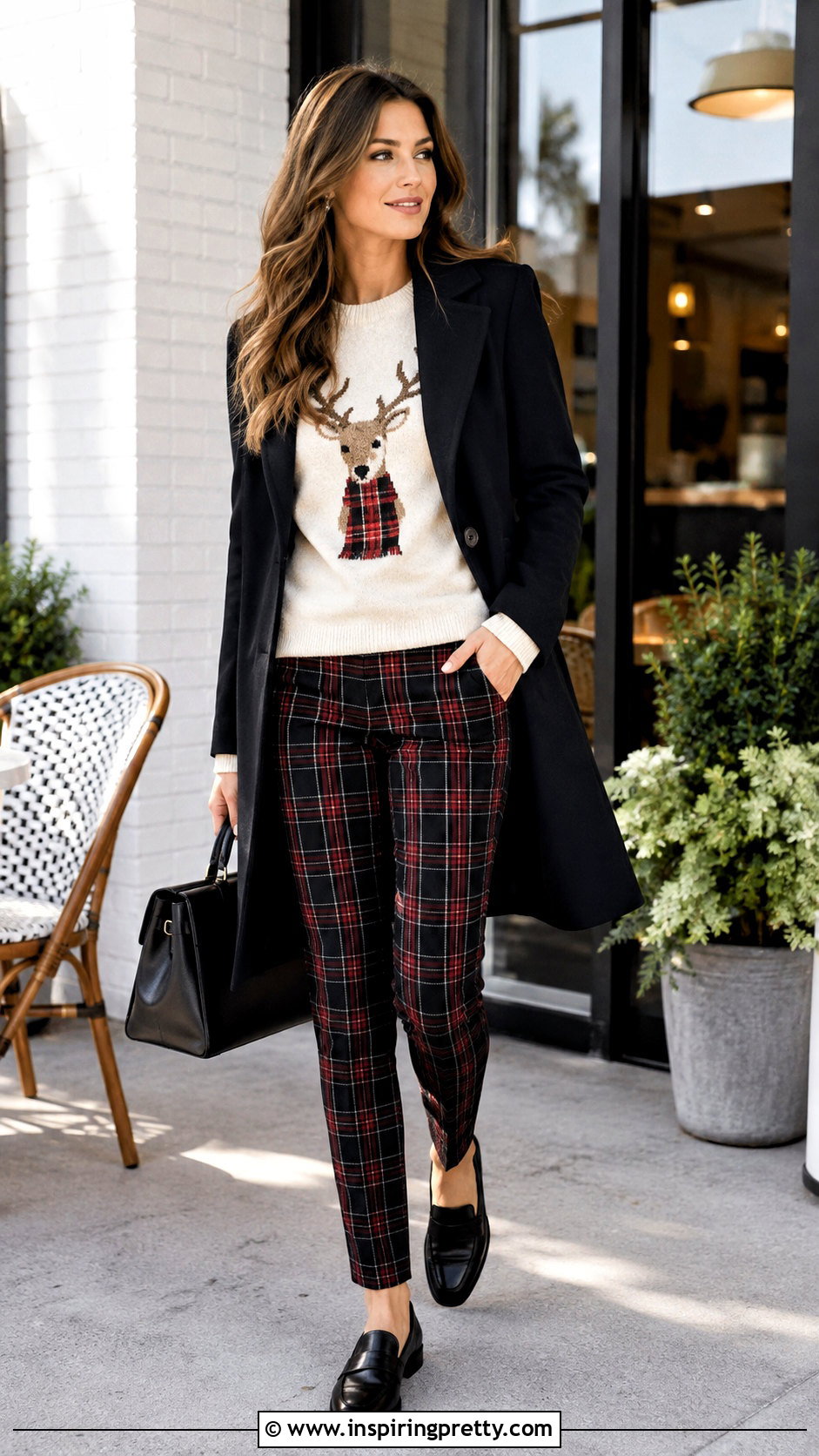Reindeer Top With Plaid Pants - 25 reindeer top outfit ideas