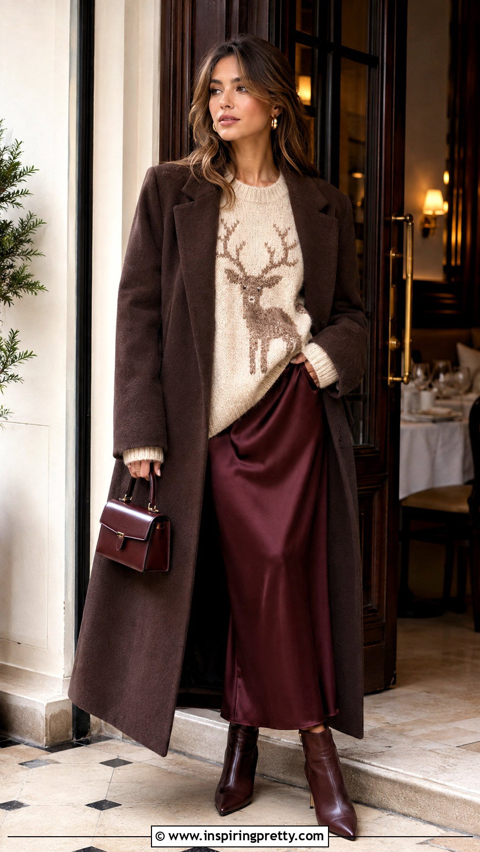 Reindeer Top With Satin Slip Skirt - 25 reindeer top outfit ideas