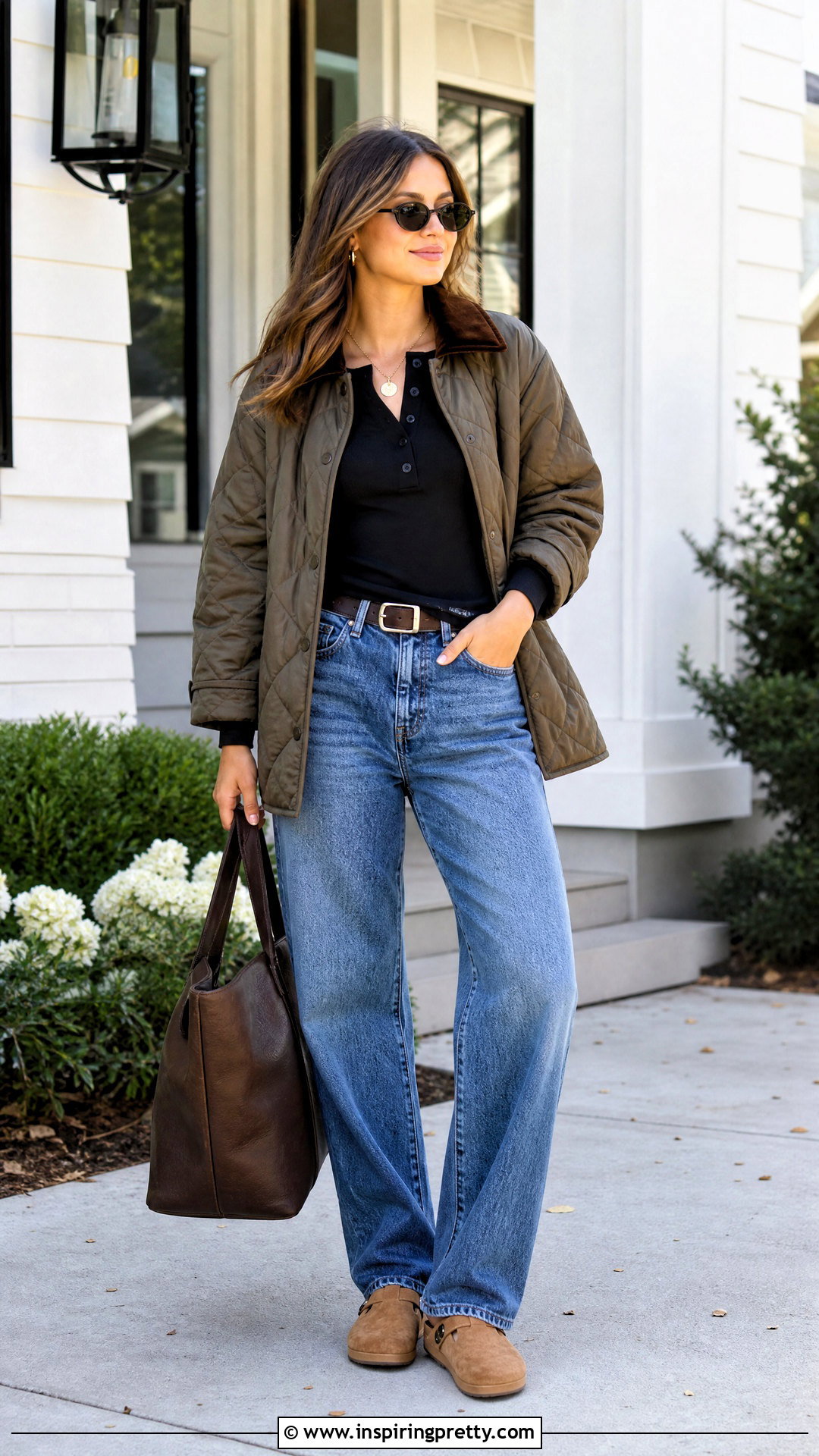 Relaxed Jeans And Black Henley Top Outfit - 50 jeans and black top outfit ideas