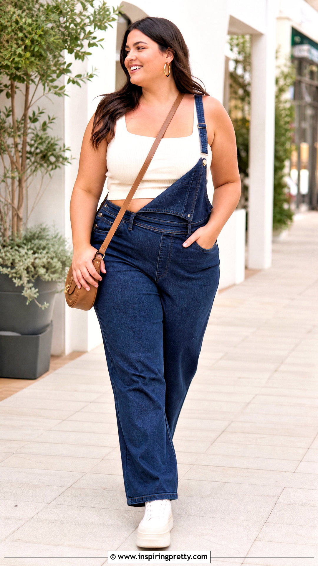 Relaxed Overalls With Square Neck Crop Top - 25 crop top overalls outfit ideas