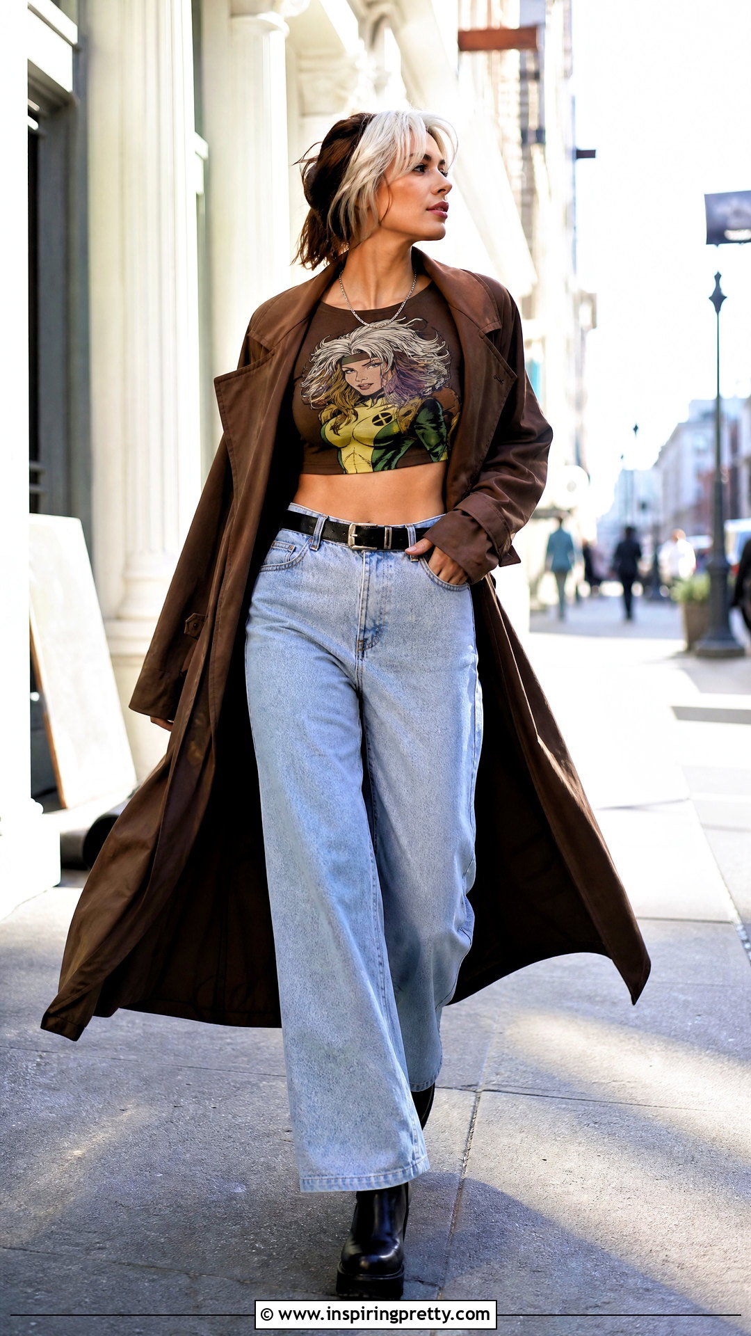 Remy Lebeau Crop Top With Brown Trench Coat - 25 Remy Lebeau Crop Top outfit ideas