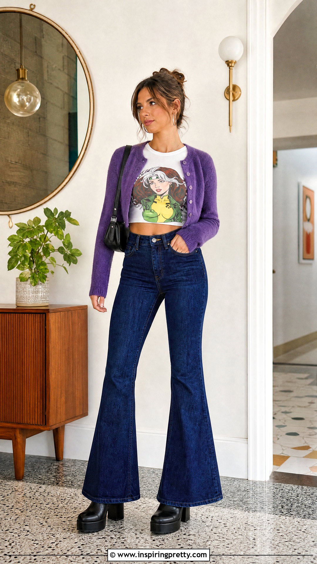 Remy Lebeau Crop Top With Flared Jeans - 25 Remy Lebeau Crop Top outfit ideas