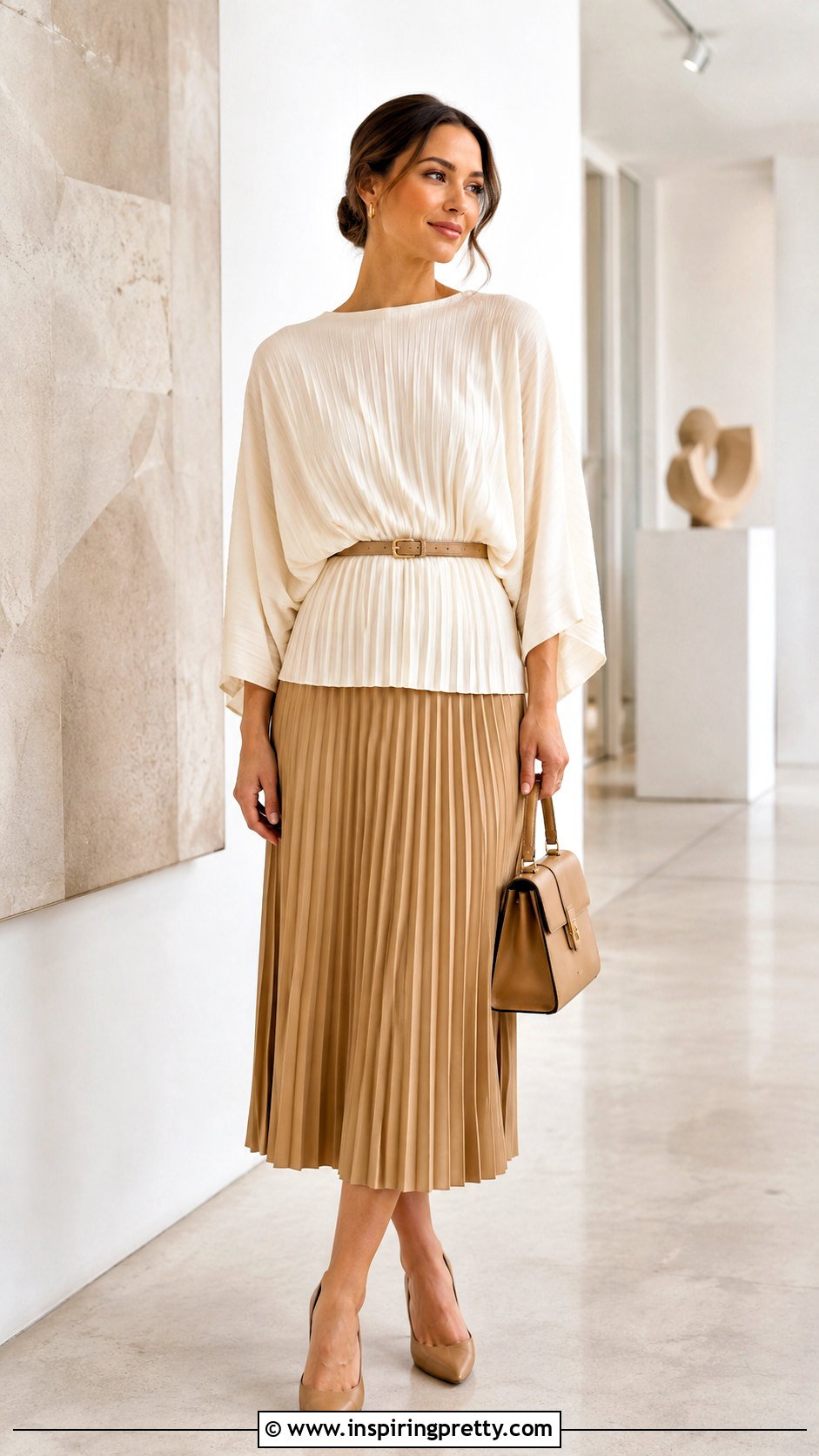Renee C Plisse Top With Pleated Midi Skirt - 20 renee c tops outfit ideas