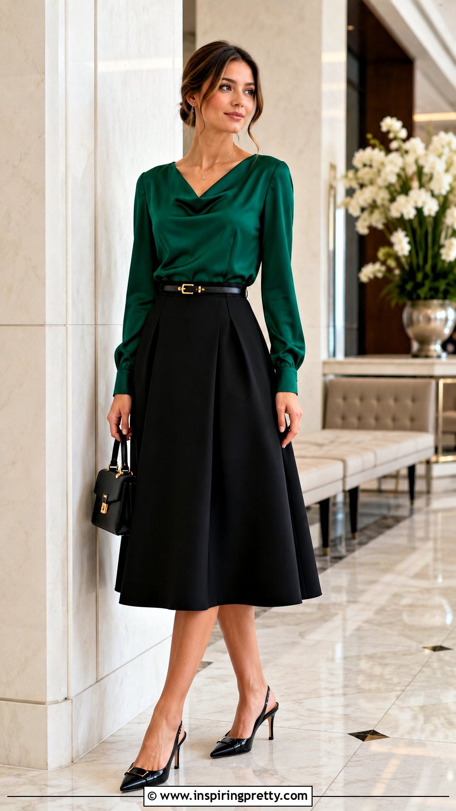 Renee C Satin Top With A Line Midi Skirt - 20 renee c tops outfit ideas