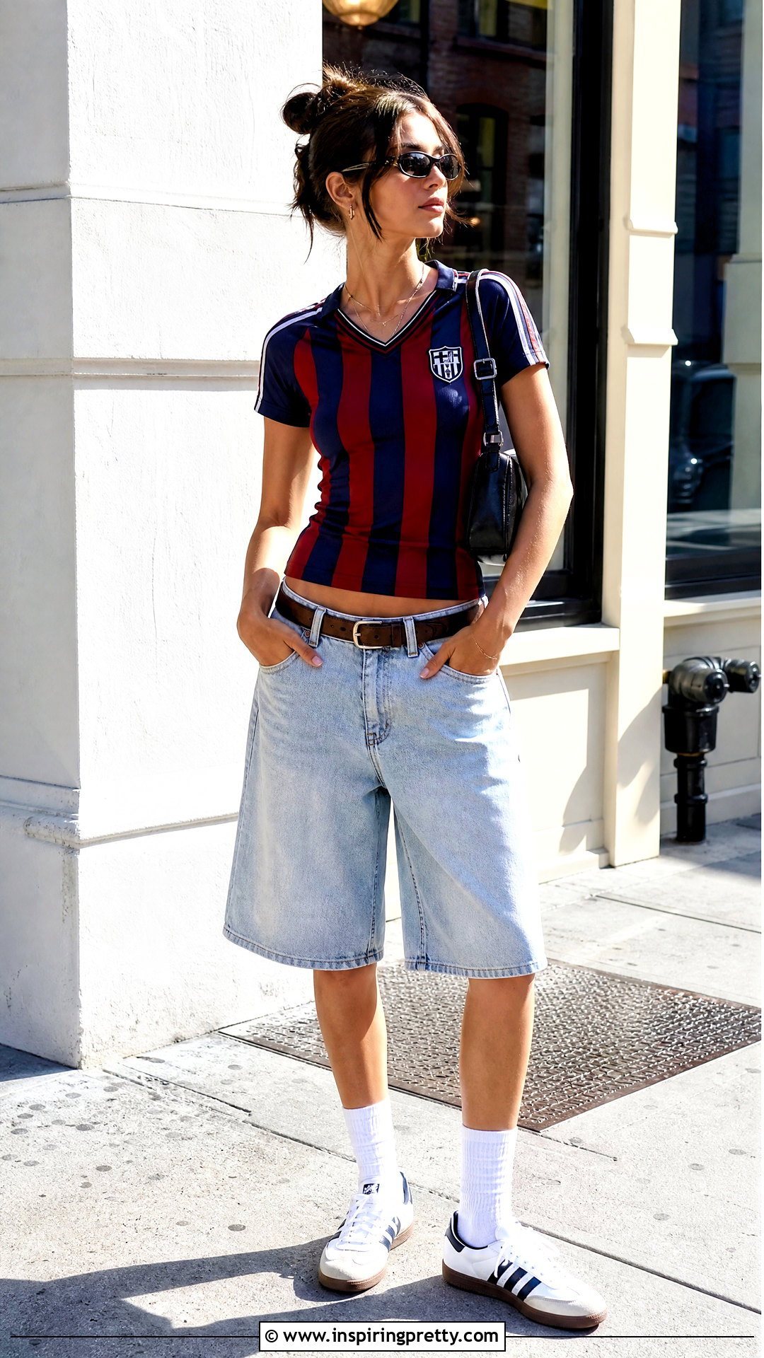 Retro Soccer Jersey Top With Jorts - 50 jersey top outfit ideas