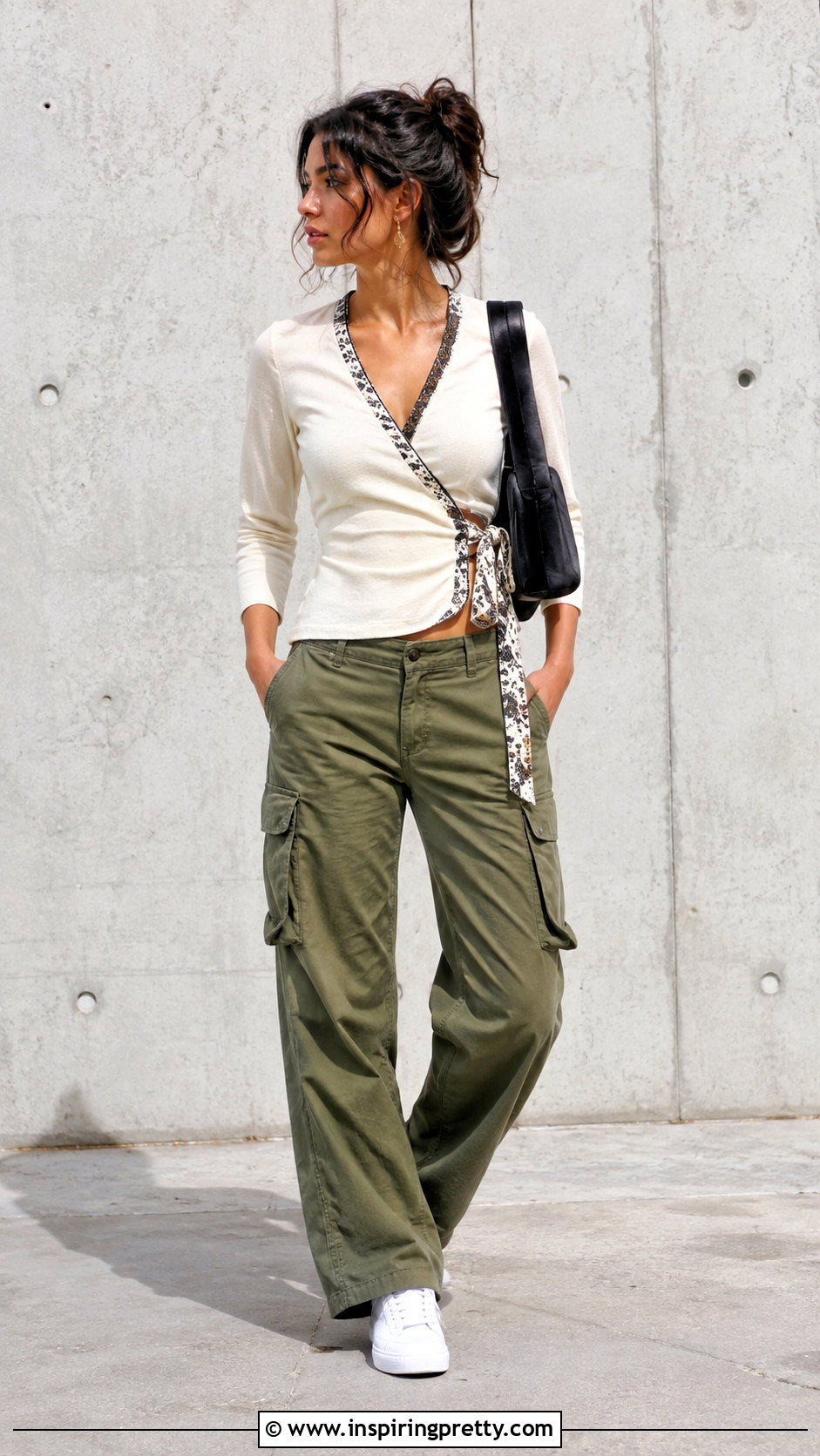 Reversible Wrap Top With Cargo Pants - 25 Reversible Wrap Top outfit ideas