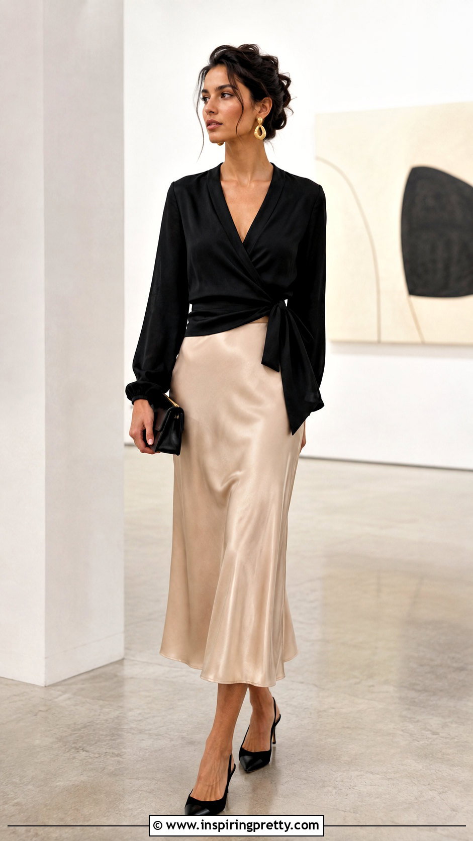 Reversible Wrap Top With Satin Midi Skirt - 25 Reversible Wrap Top outfit ideas