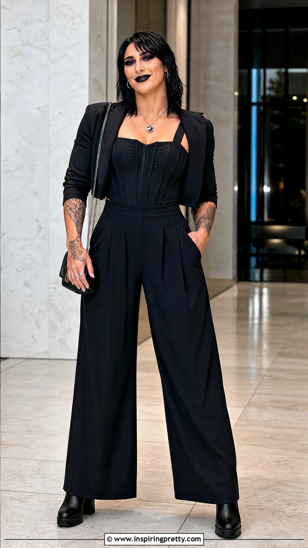 Rhea Ripley Corset Top And Wide Leg Pants Outfit - 25 rhea ripley top outfit ideas