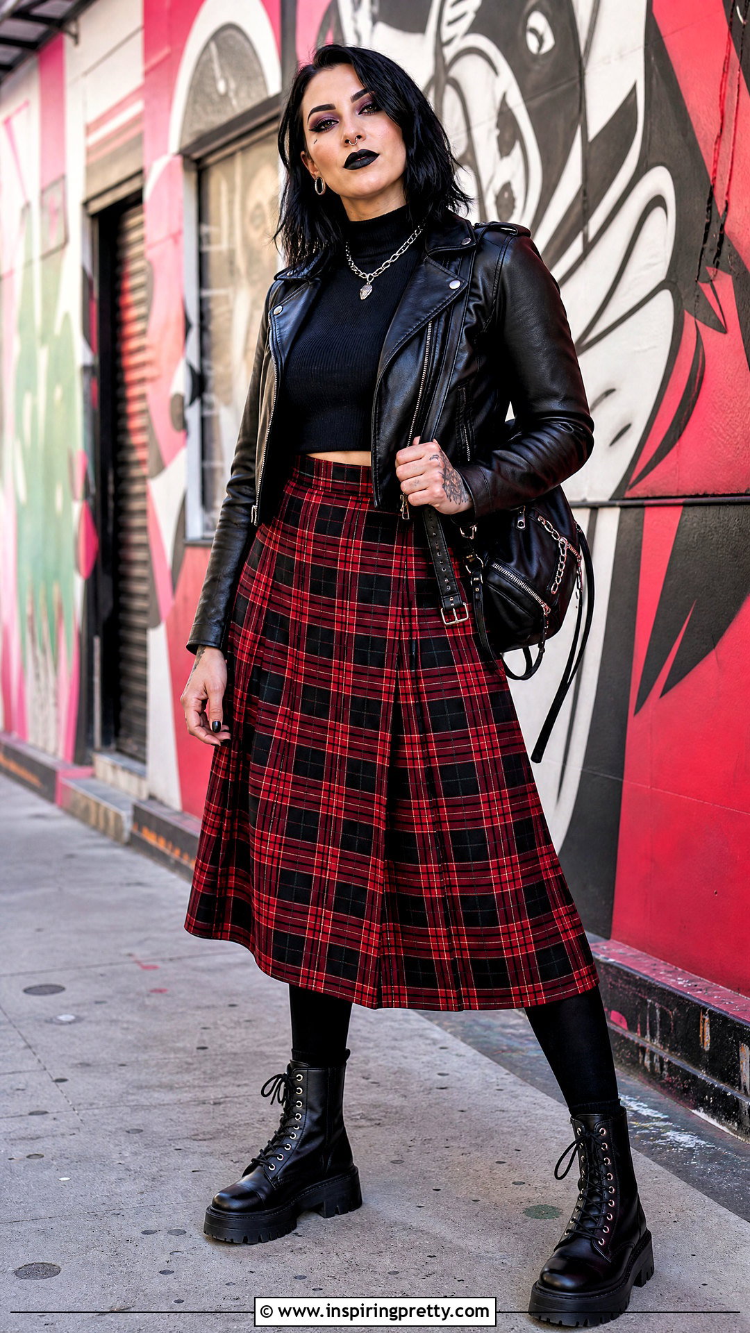 Rhea Ripley Plaid Skirt And Combat Boots Outfit - 25 rhea ripley top outfit ideas