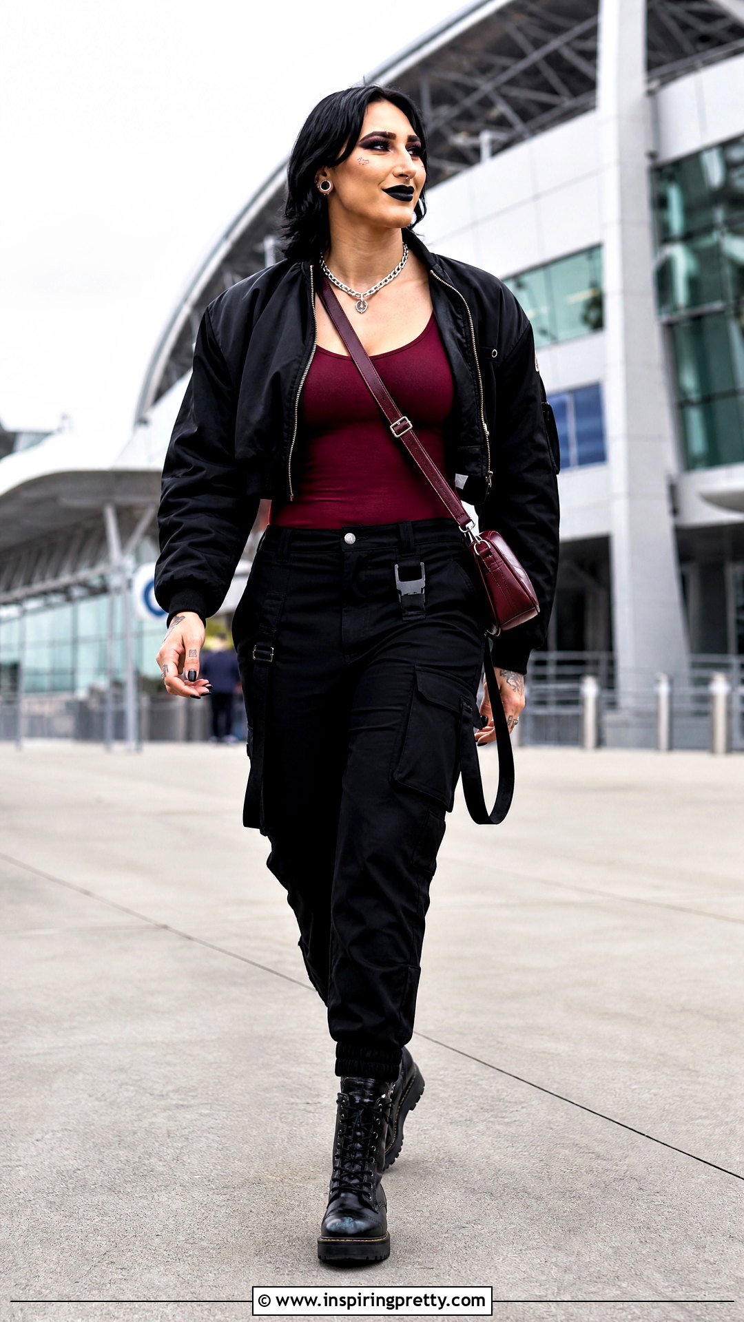 Rhea Ripley Red And Black Cargo Outfit - 25 rhea ripley top outfit ideas