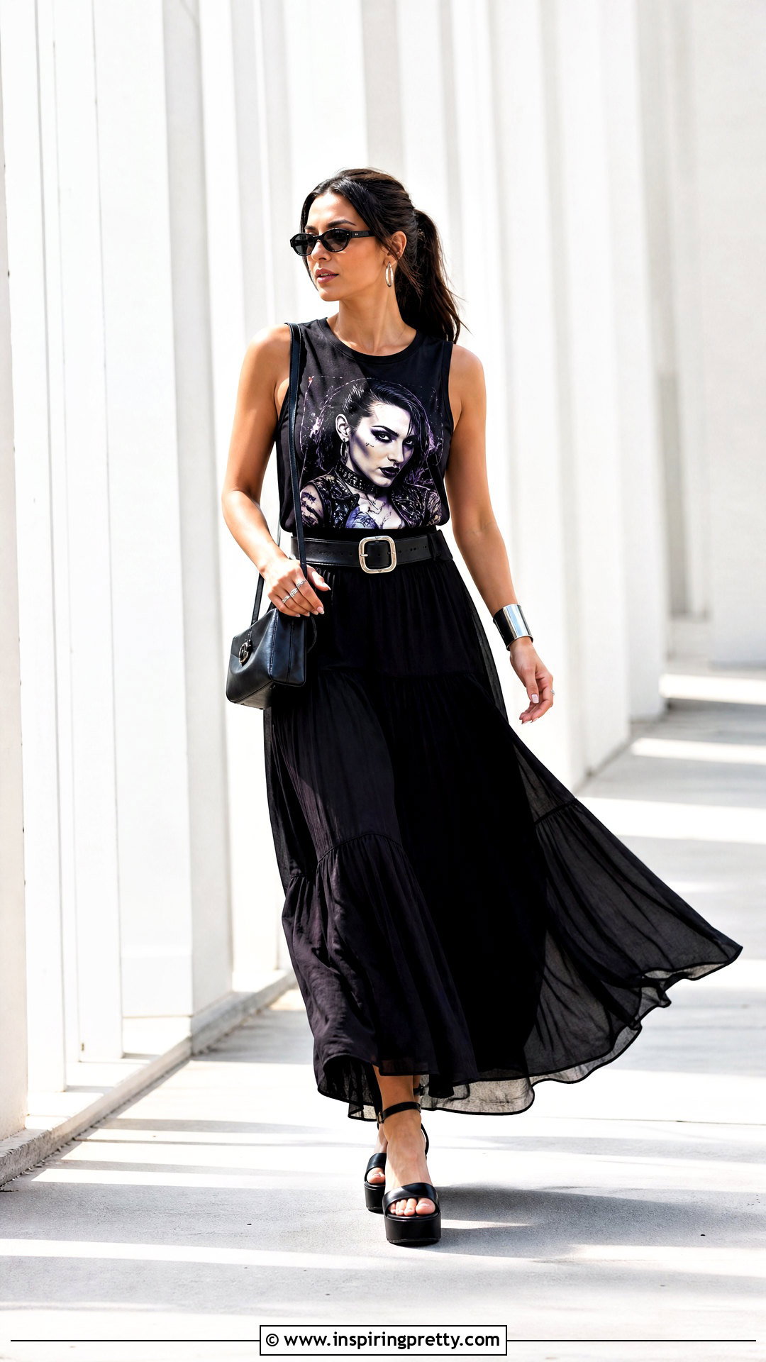 Rhea Ripley Tank Top With Black Maxi Skirt - 25 rhea ripley tank top outfit ideas