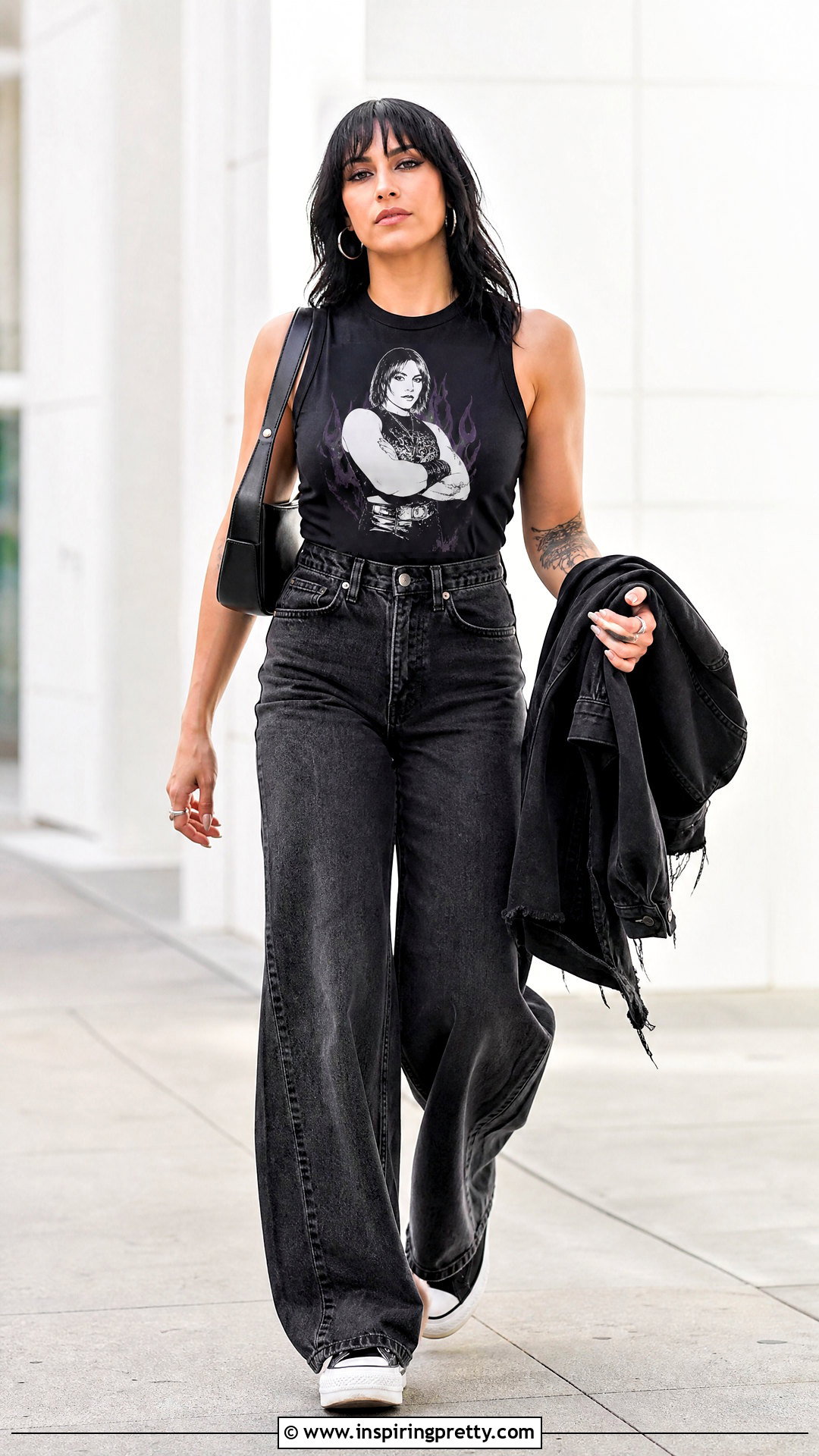 Rhea Ripley Tank Top With Wide Leg Jeans - 25 rhea ripley tank top outfit ideas