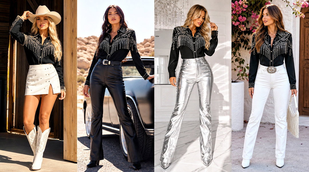 20 Rhinestone Cowgirl Top Outfit Ideas for Bold Concert Style