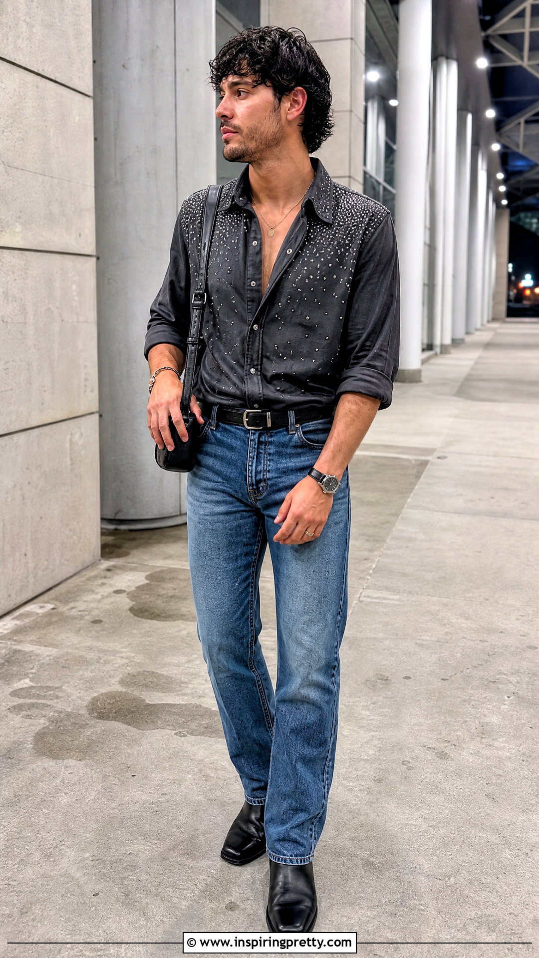 Rhinestone Glitter Top With Denim - 20 mens glitter tops