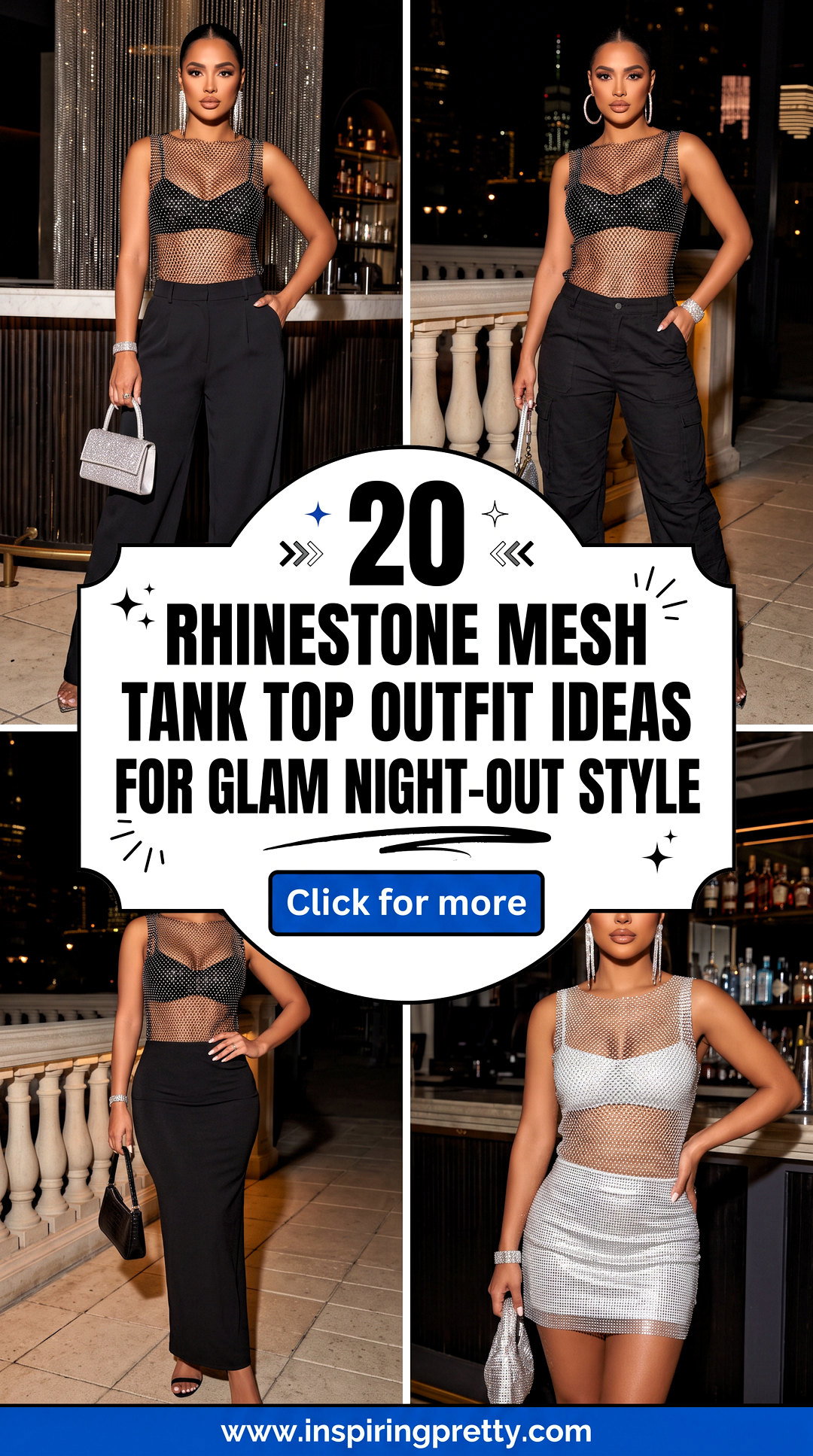 20 Rhinestone Mesh Tank Top Outfit Ideas for Glam Night-Out Style - 20 Rhinestone Mesh Tank Top Outfit Ideas for Glam Night-Out Style