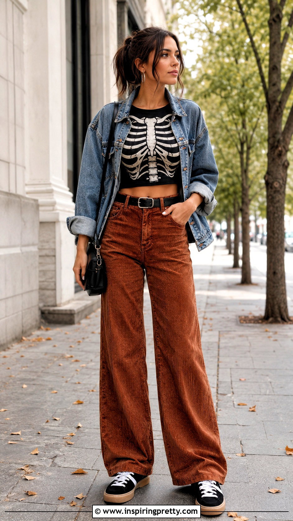 Rib Cage Crop Top With Corduroy Pants - 25 Rib Cage Crop Top outfit ideas