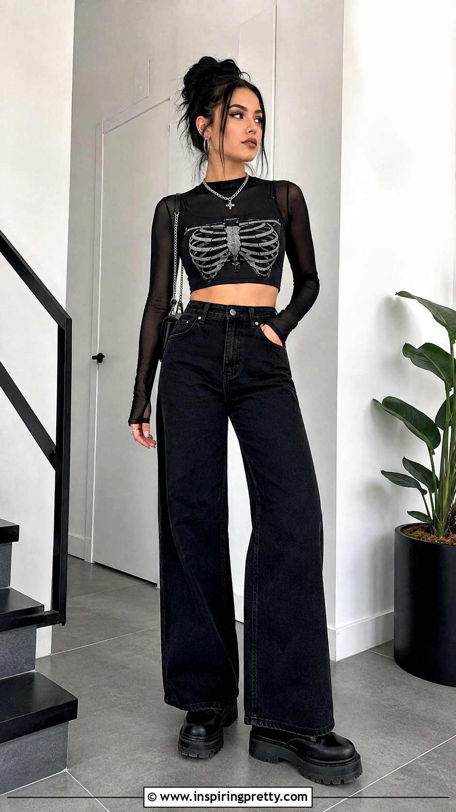 Rib Cage Crop Top With Layered Mesh Top - 25 Rib Cage Crop Top outfit ideas