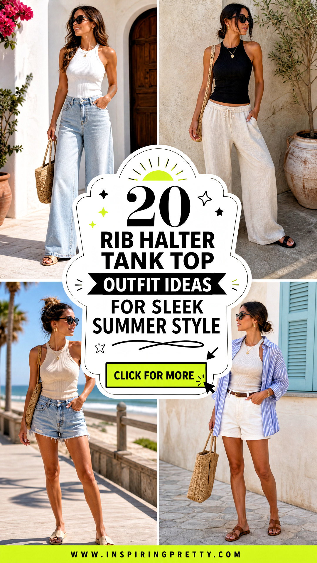 20 Rib Halter Tank Top Outfit Ideas for Sleek Summer Style - 20 Rib Halter Tank Top Outfit Ideas for Sleek Summer Style