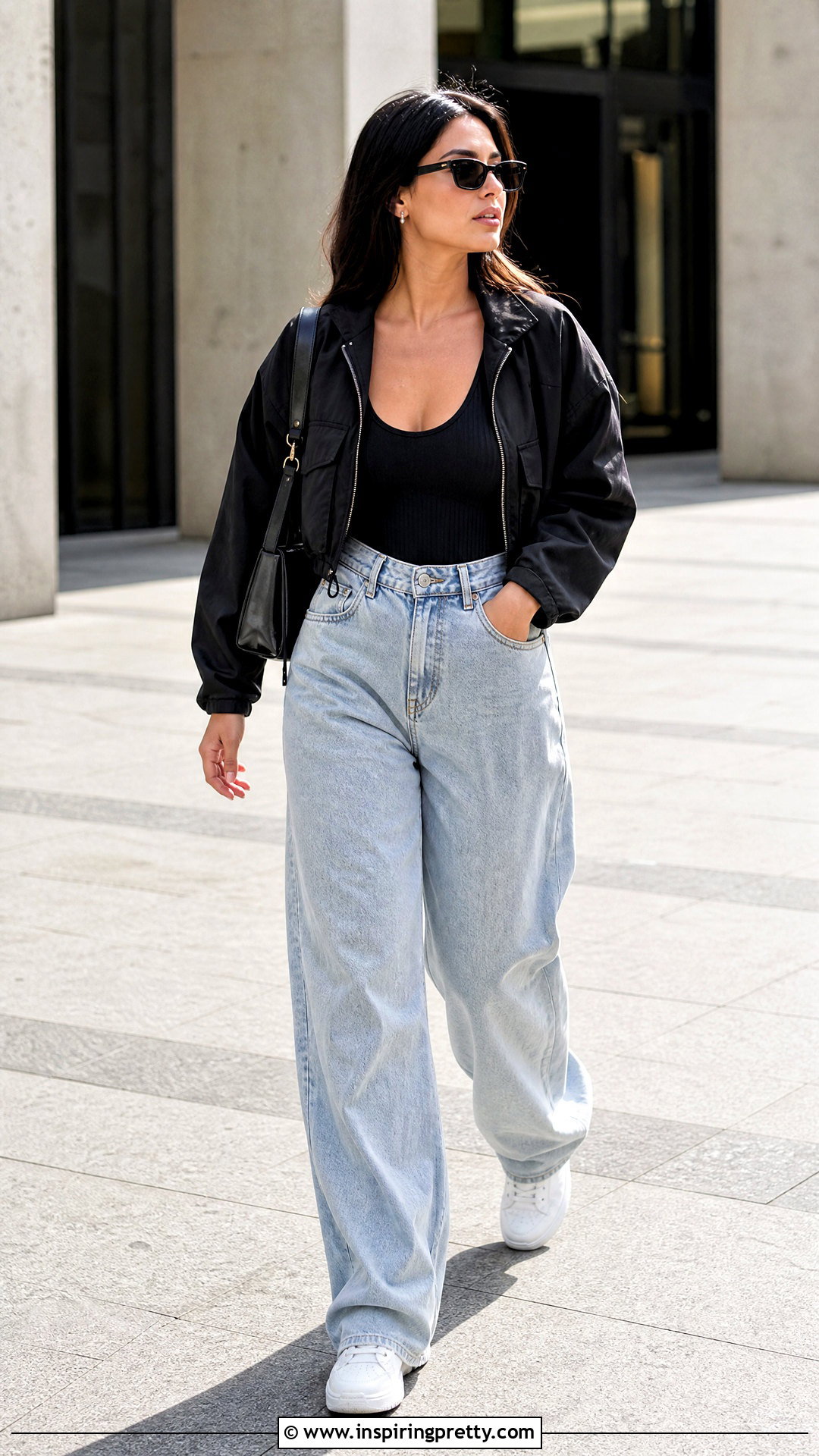 Ribbed Bodysuit With Baggy Jeans - 50 top from jeans
