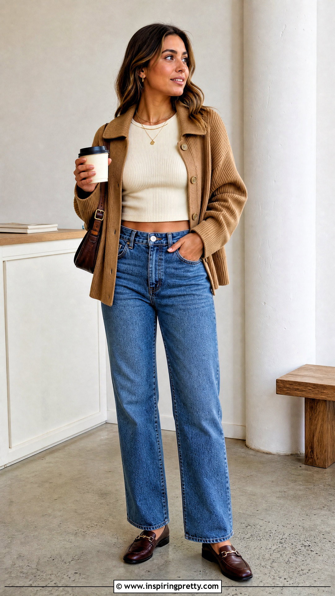Ribbed Crop Top And Cardigan Jacket Outfit - 50 crop top jacket outfit ideas