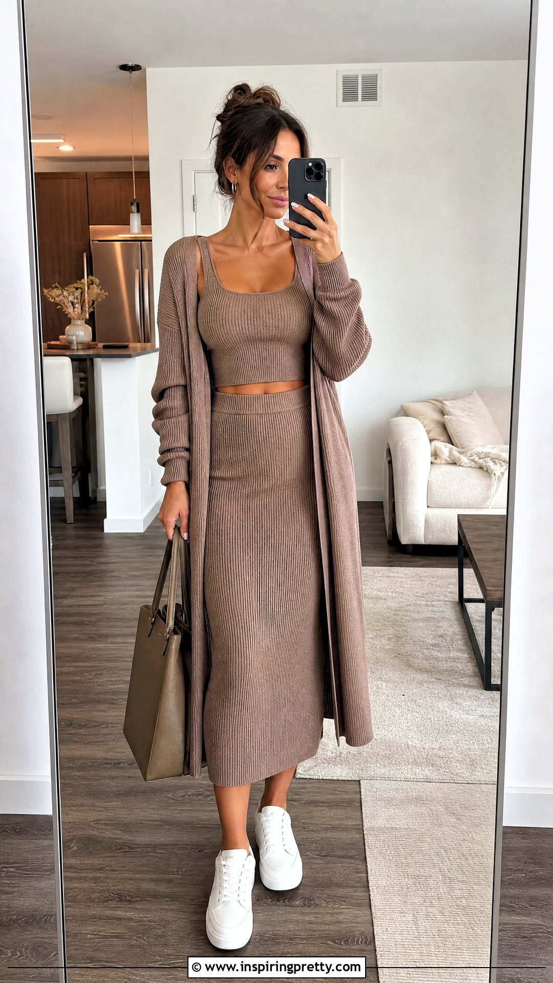Ribbed Crop Top And Knit Midi Skirt Outfit - 50 crop top and skirt outfits