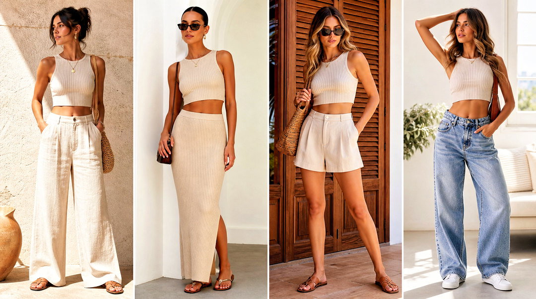 20 Ribbed Crop Top Outfit Ideas for Chic Summer Layering
