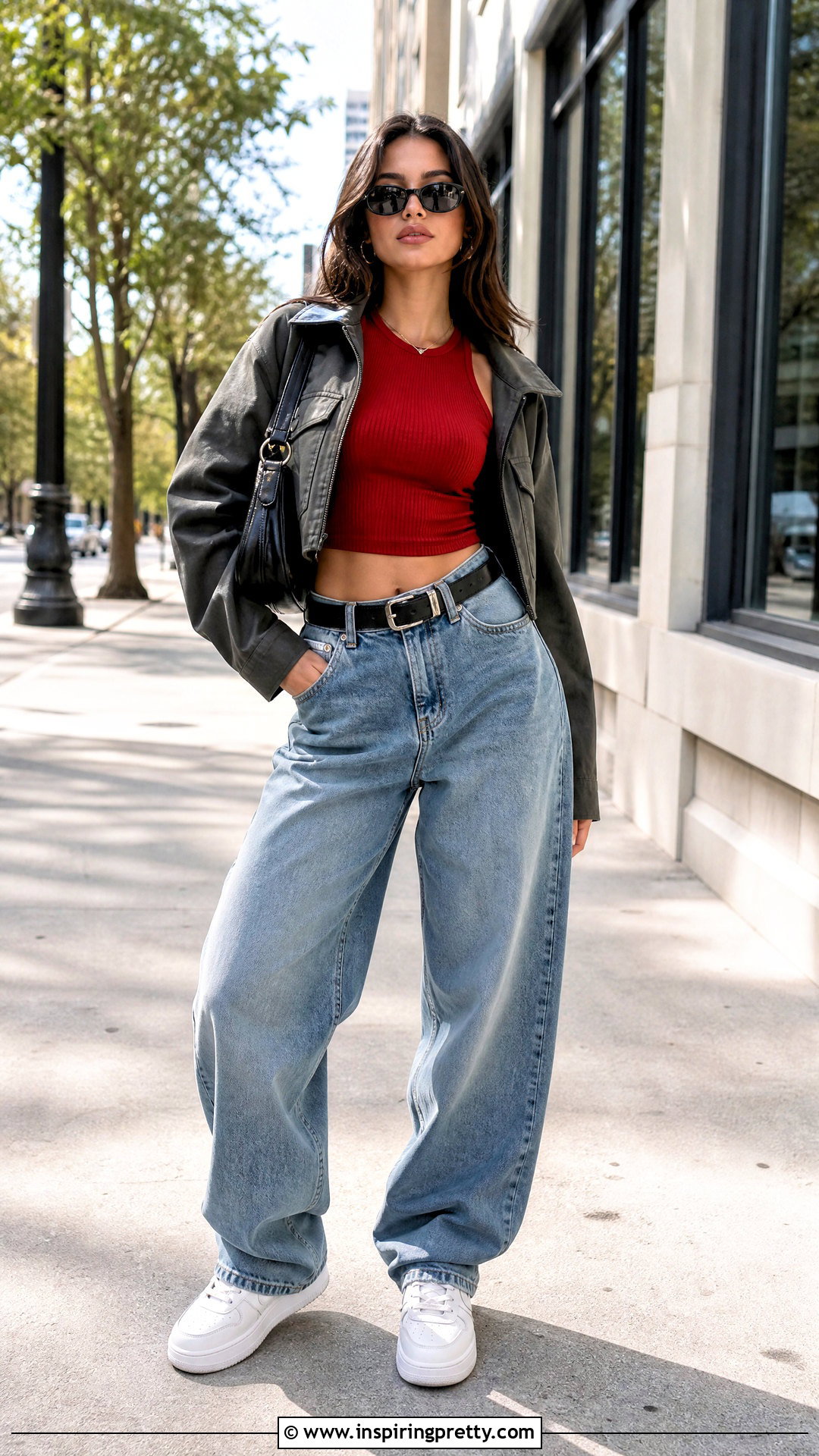 Ribbed Crop Top With Baggy Jeans - 20 ribbed crop top outfit ideas
