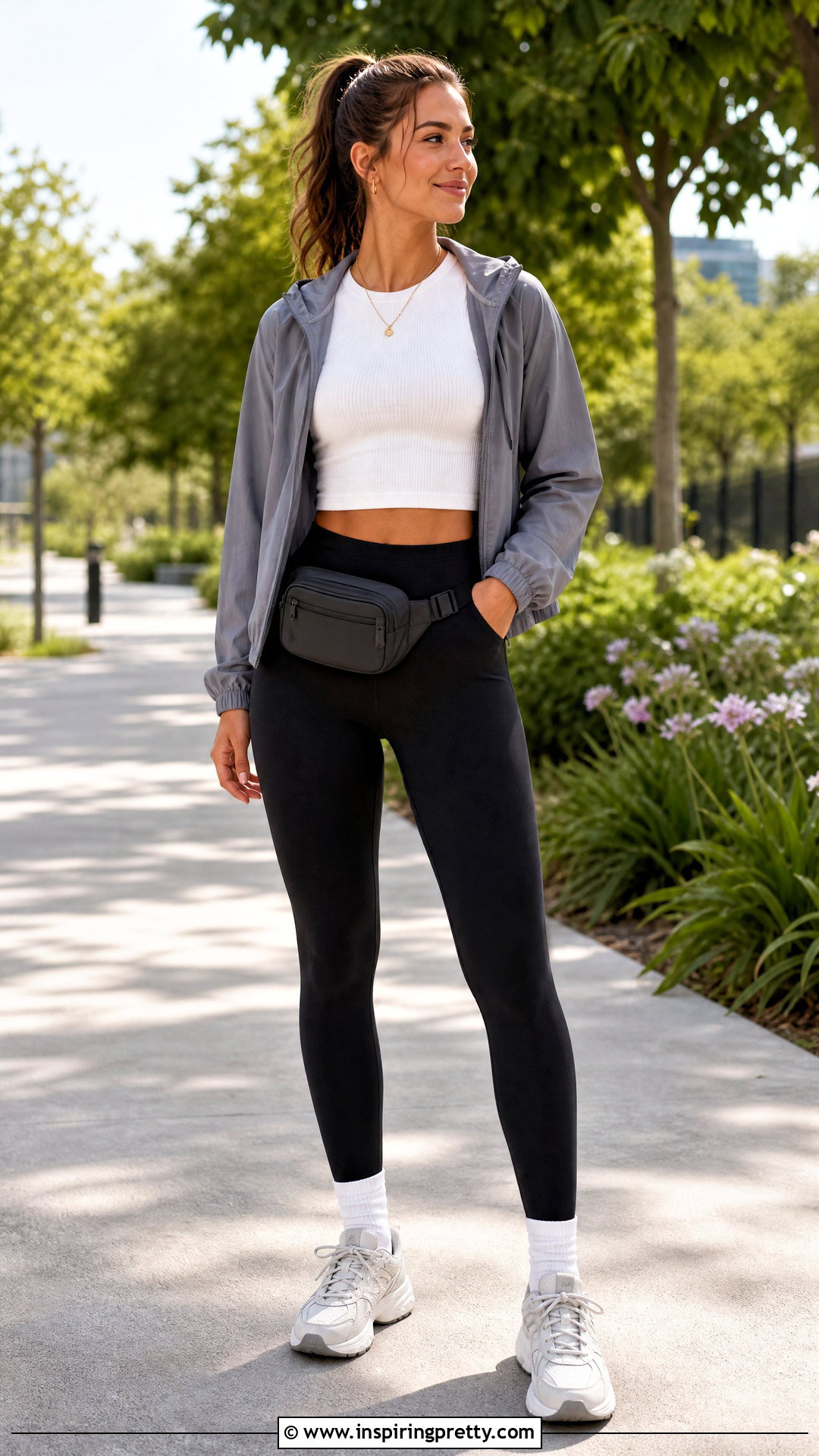 Ribbed Crop Top With Leggings And Zip Jacket - 20 ribbed crop top outfit ideas